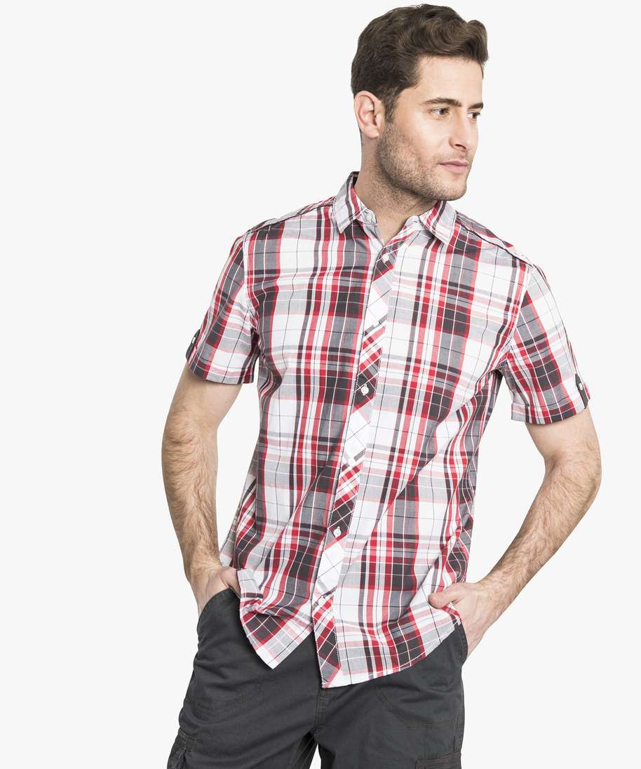 chemise a carreaux a manches courtes imprime chemise manches courtes homme  | GÉMO