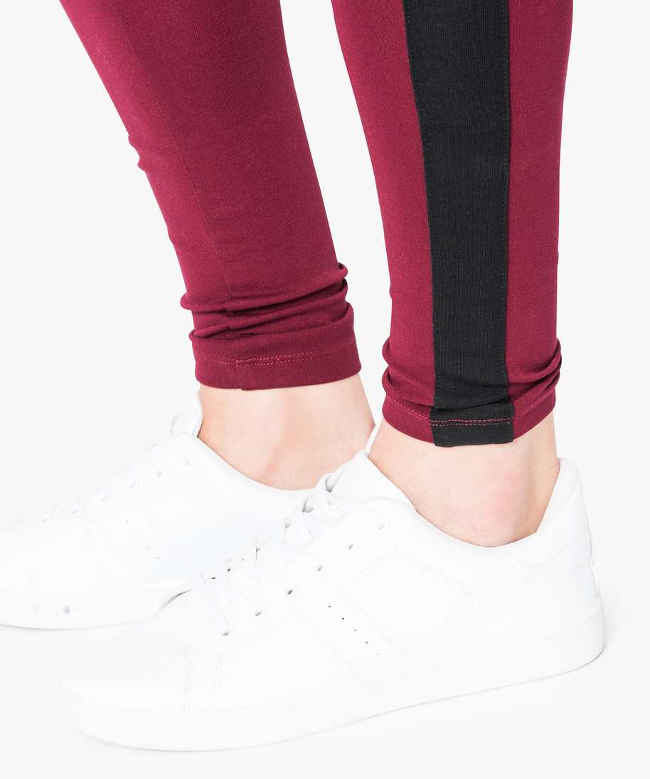 legging avec bande contrastante sur les cotes rouge leggings et jeggings femme GEMO