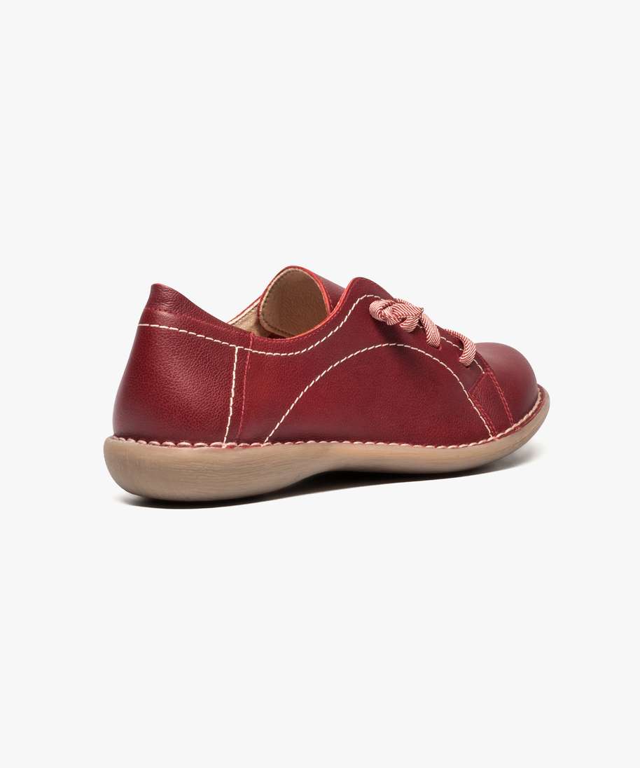 chaussures similicuir a lacets elastiques rouge standard derbies femme GEMO