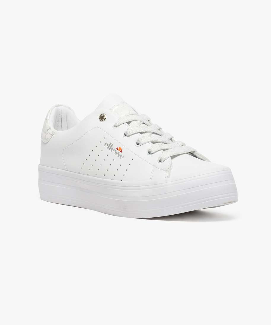 baskets basse avec semelle plateforme ellesse blanc standard baskets compensees femme GEMO