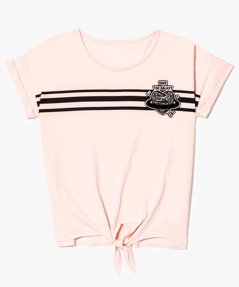 tee shirt a nouer motifs rose tee shirts fille G MO