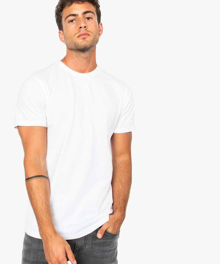 T-shirt Blanc pour homme manche courte en coton organique