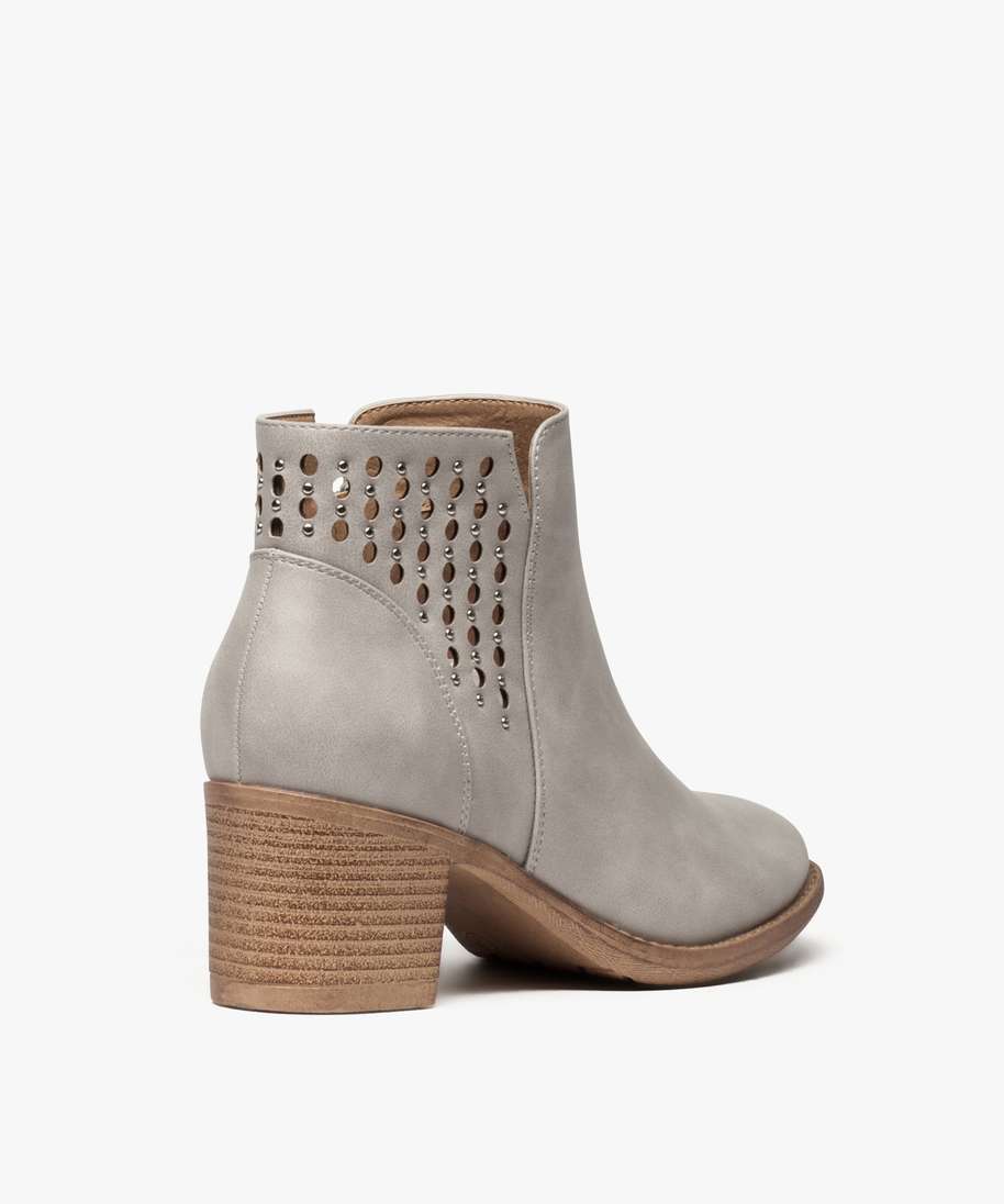 boots a talon avec tige ajouree gris bottines et boots femme GEMO