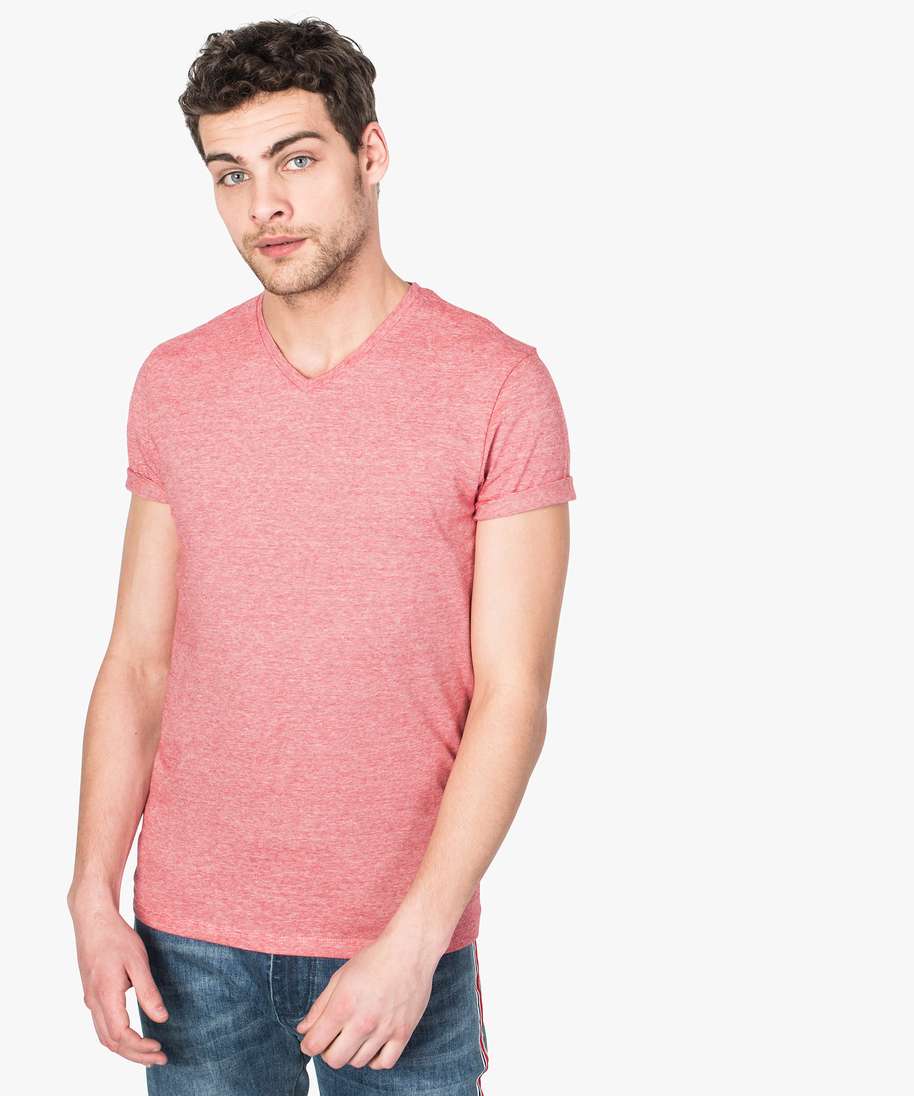 t shirt homme col v imprimé