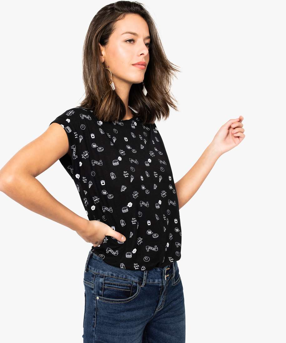 T-shirt femme long avec imprimés pois