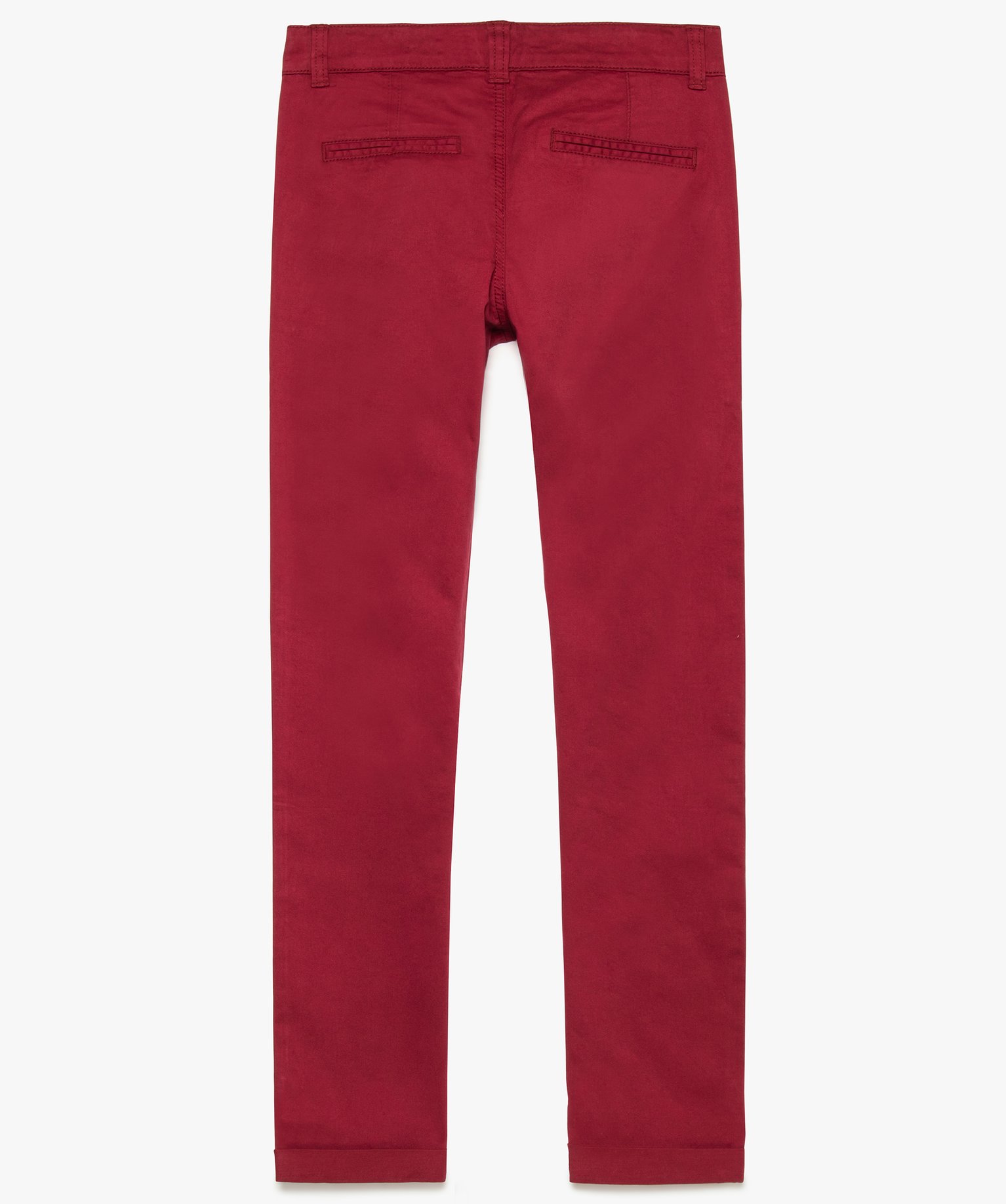 pantalon garcon chino slim stretch a revers rouge pantalons garcon GEMO