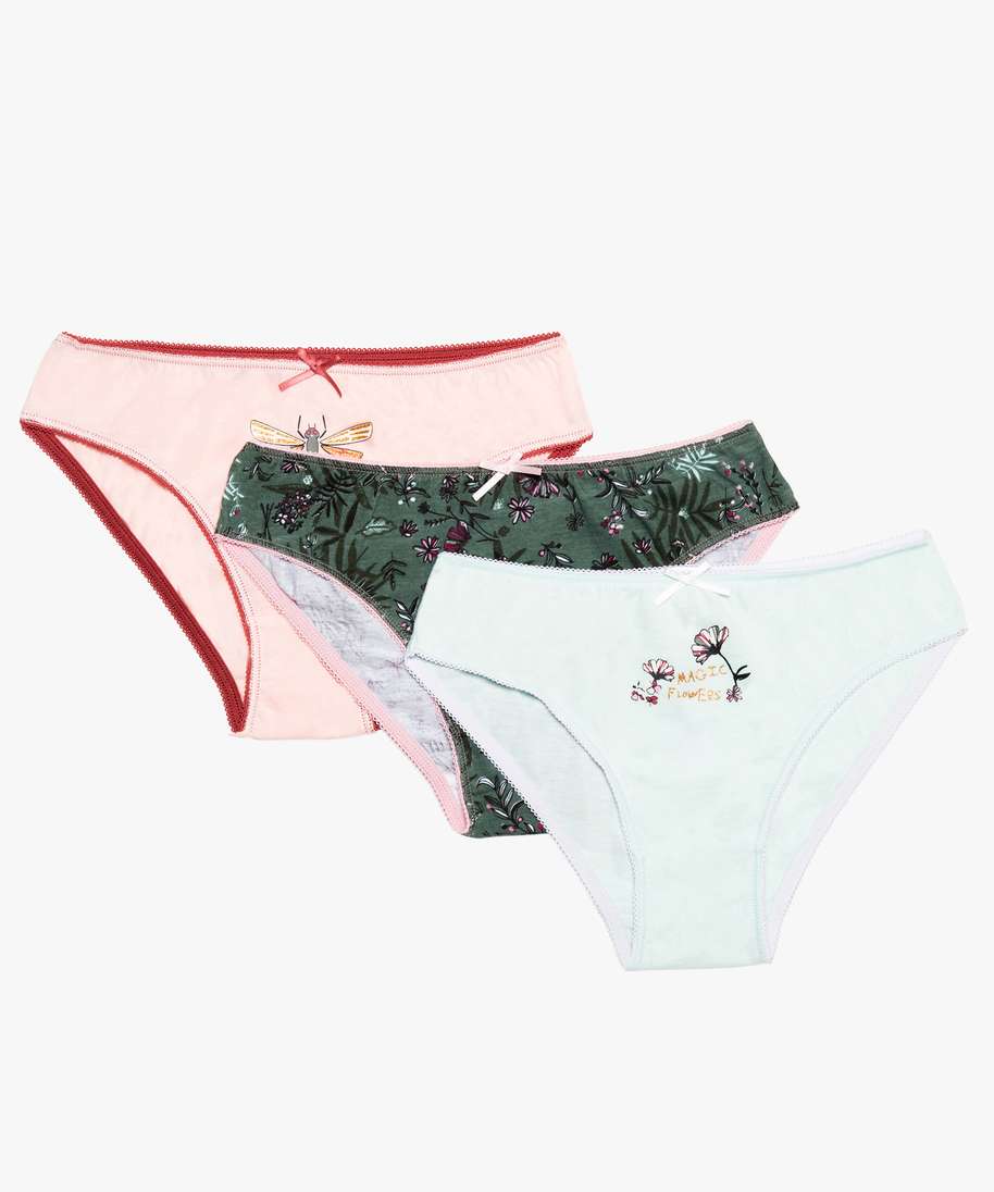 culotte fille imprimee en coton lot de 3 multicolore sous vetements