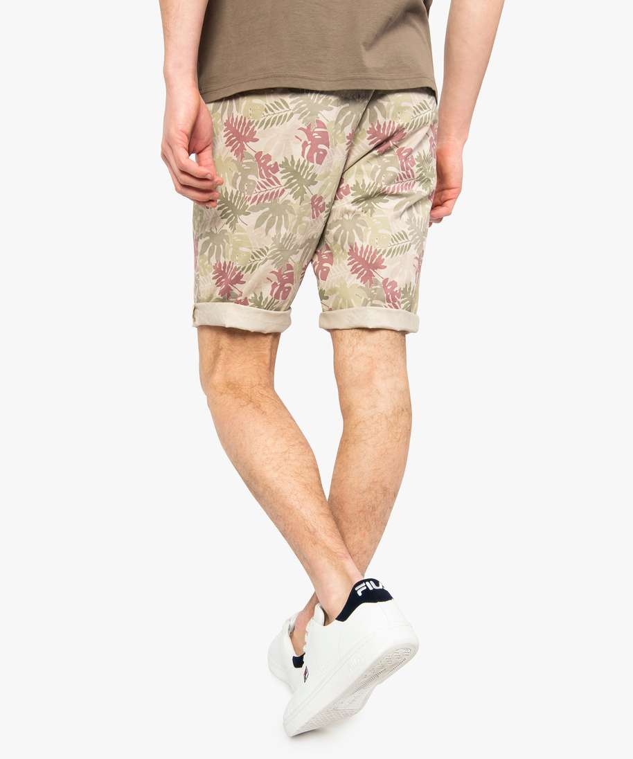 bermuda homme coupe chino imprime all over beige shorts et bermudas homme GEMO