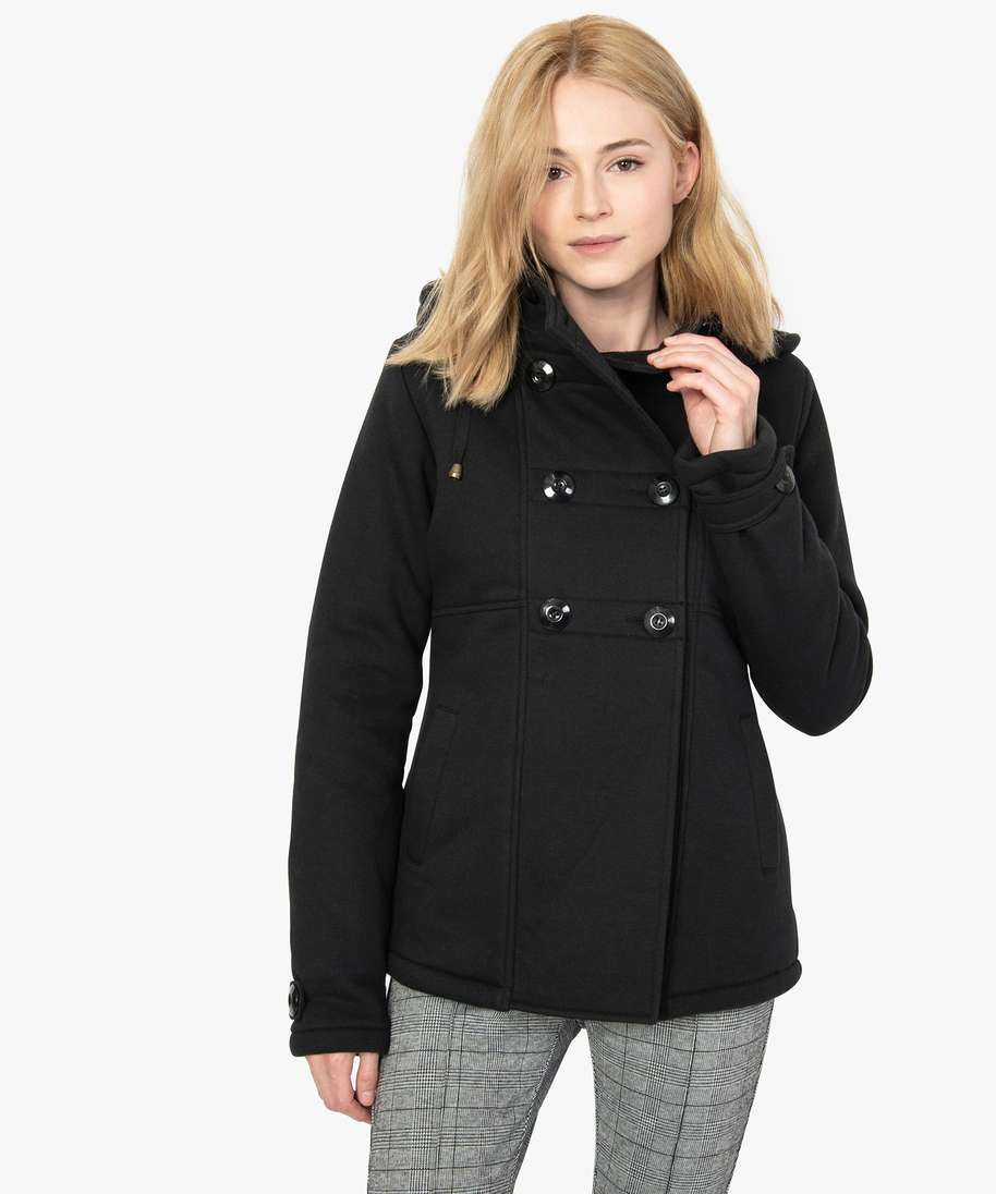 manteau noir avec capuche femme