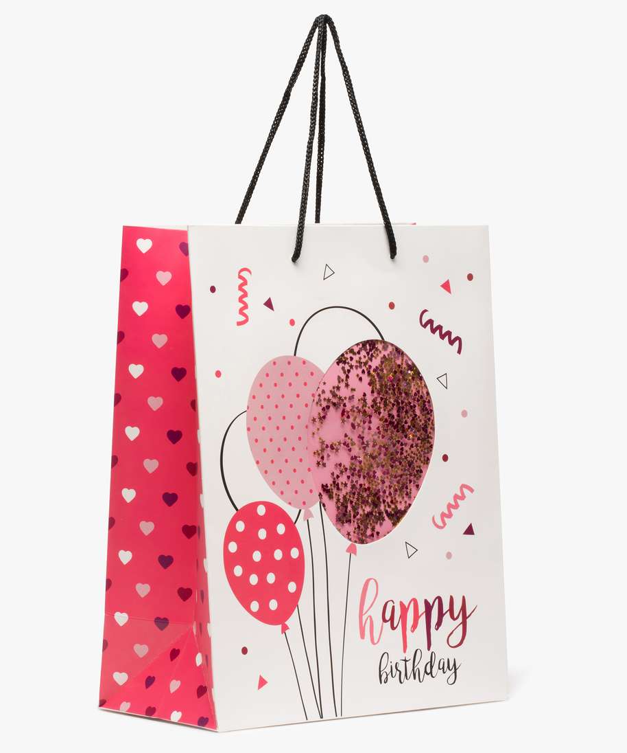 sac cadeau fille pour anniversaire avec confettis pailletes multicolore  fille