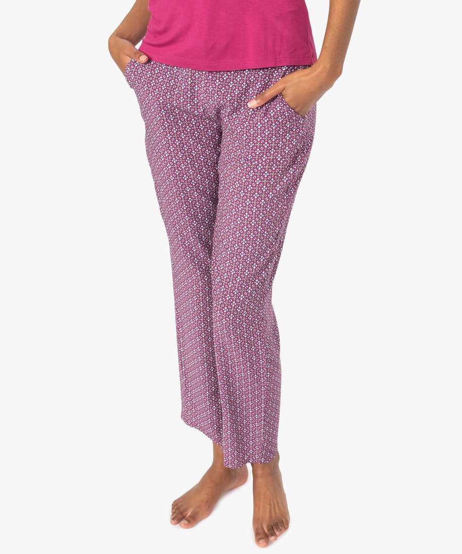 pantalon de pyjama femme droit et fluide a motifs imprime bas de