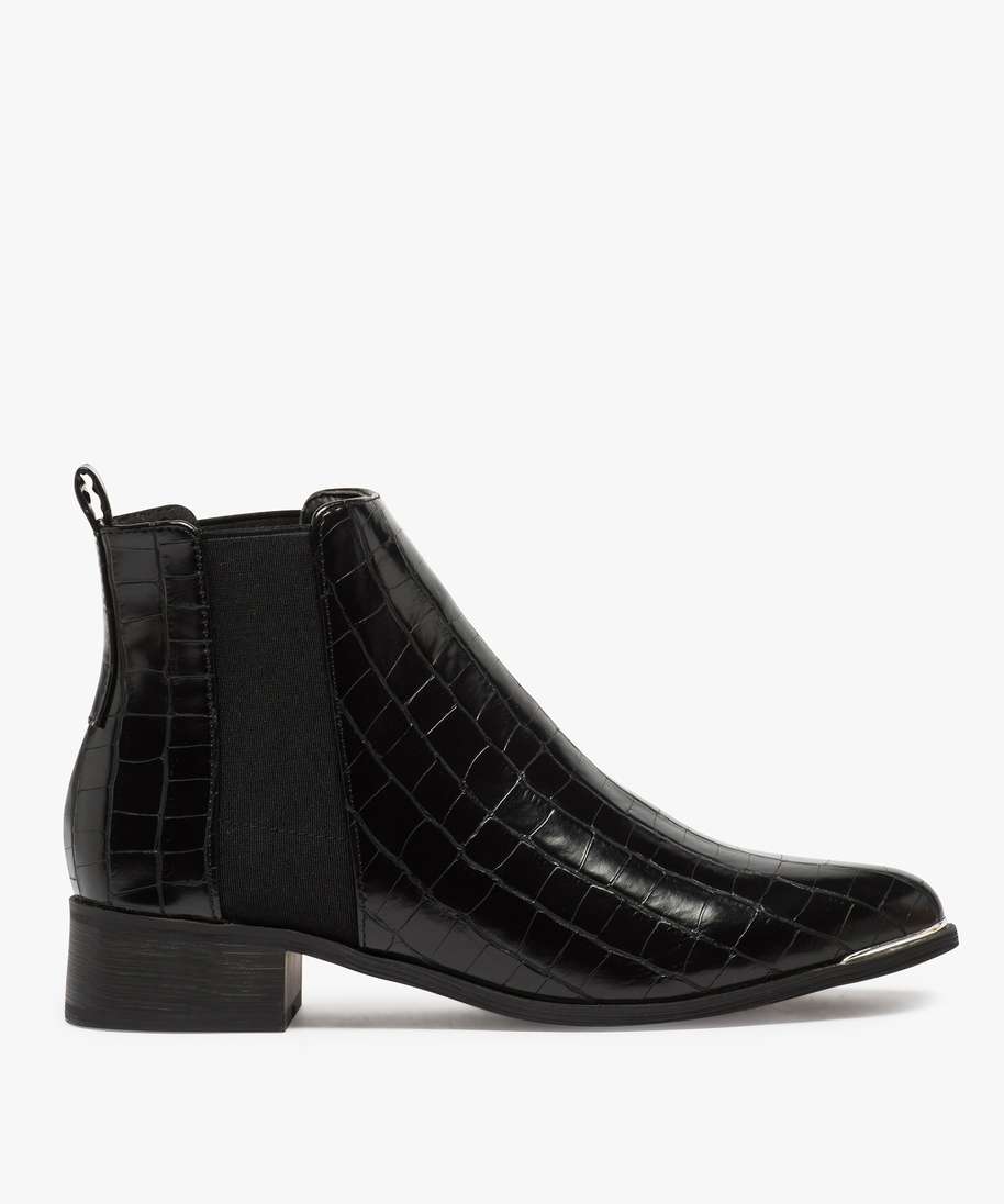 Bottines imitation shop croco noir