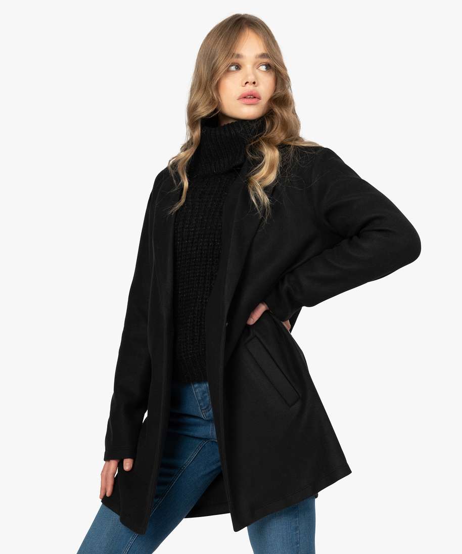 manteau noir court femme hiver