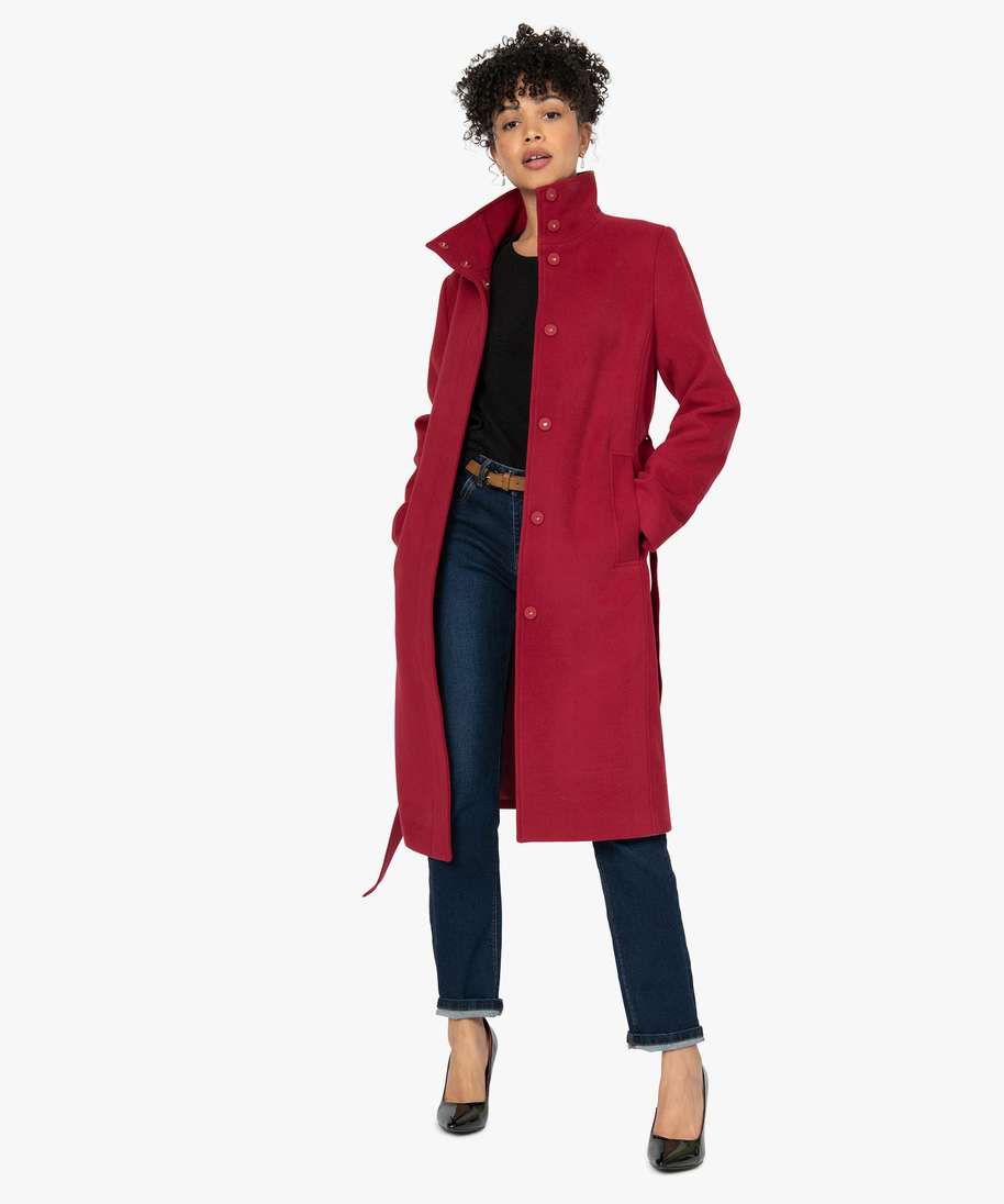 manteau cintré rouge femme