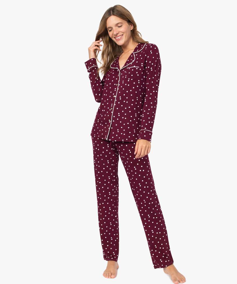 pyjama deux pieces femme chemise et pantalon imprime pyjamas ensembles  vestes femme