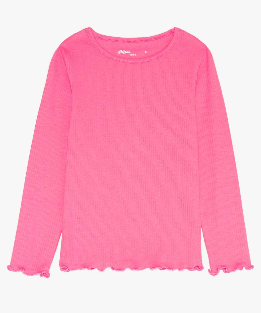 tee-shirt fille cotele a manches longues en coton biologique rose tee-shirts