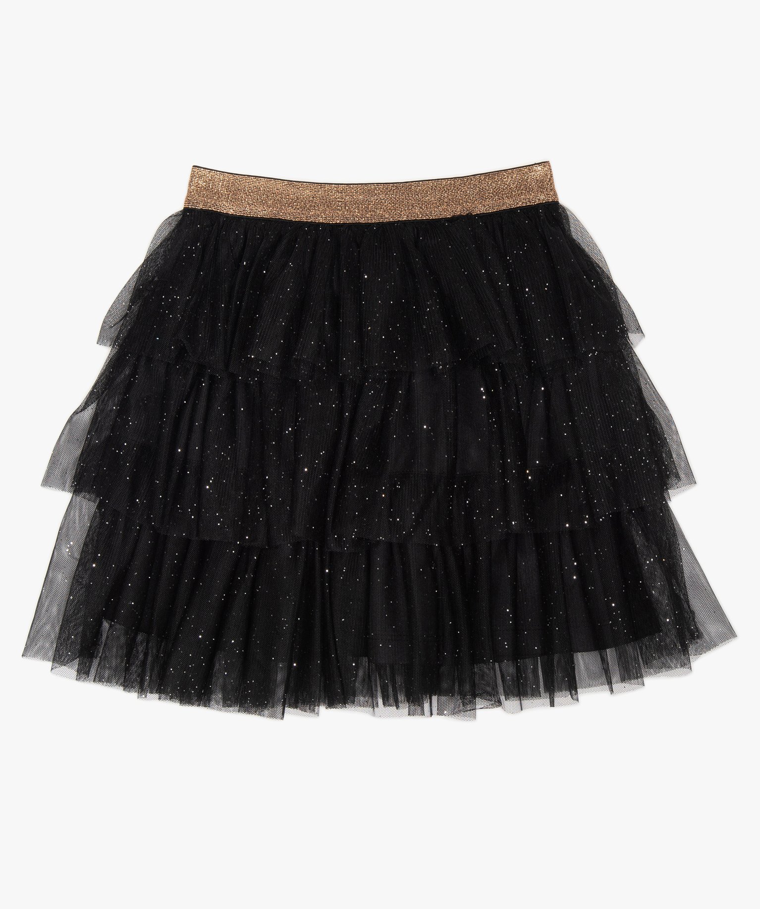 jupe fille en tulle avec paillettes et ceinture elastiquee noir fille GEMO