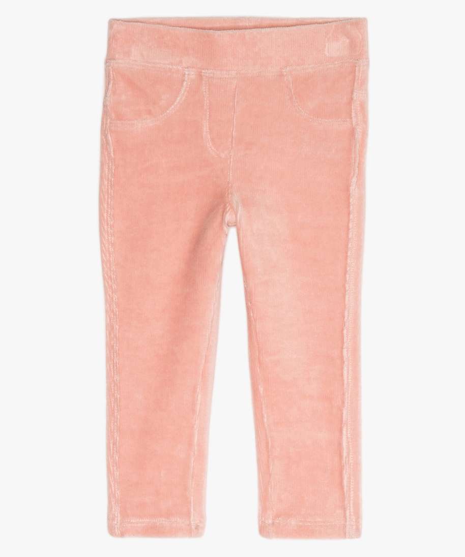 leggings bebe fille en velours cotele rose leggings