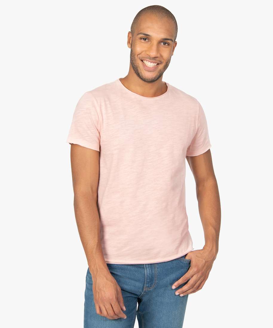 T-shirt manches courtes rose saumon homme