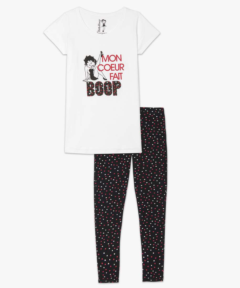 pyjama femme avec motifs c urs betty boop blanc pyjamas ensembles vestes femme GEMO