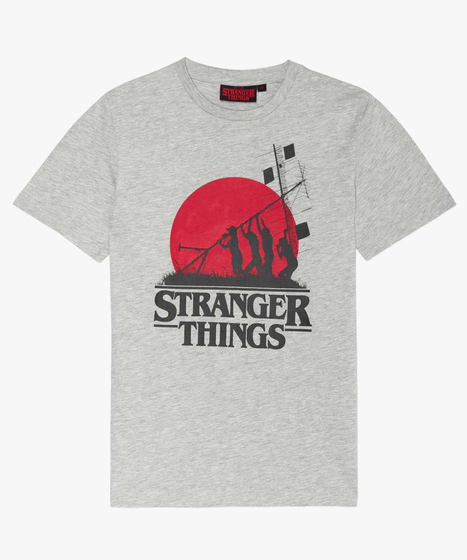 tee shirt garcon avec motif xxl stranger things gris tee shirts