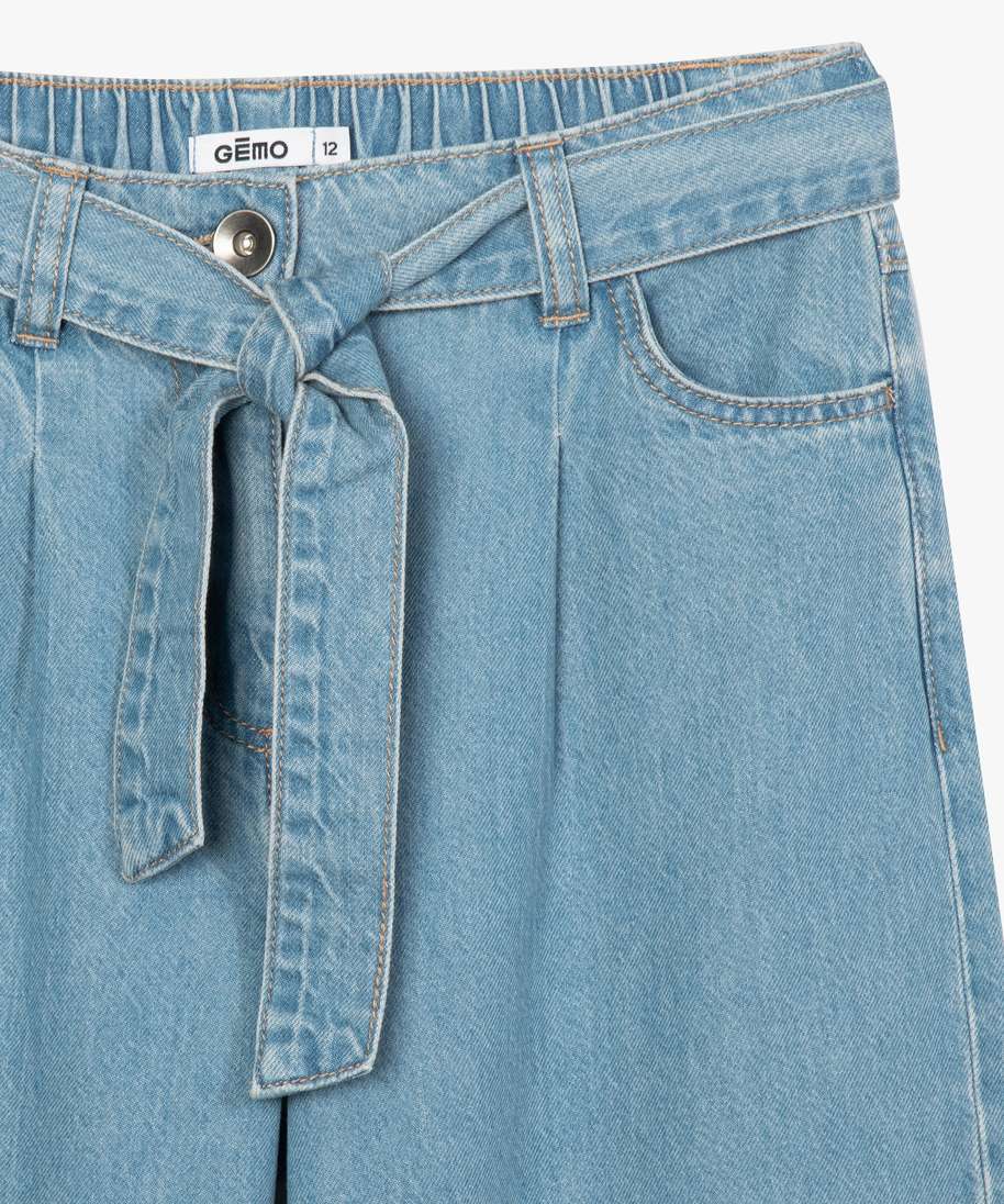 jean fille coupe large avec ceinture a nouer bleu jeans fille G MO