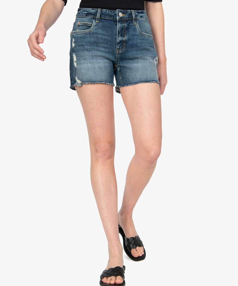 short femme en jean aspect use gris shorts femme