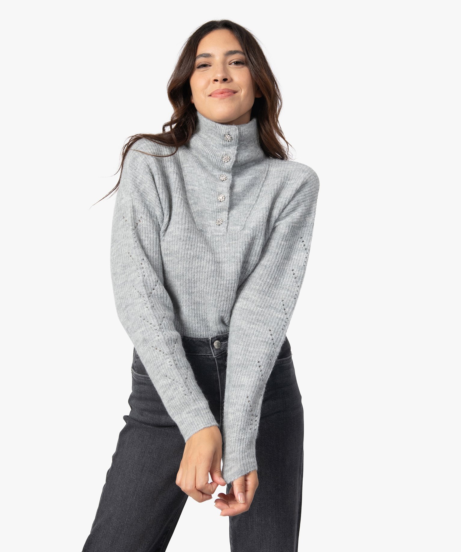 Pull col camionneur Femme - Rouge