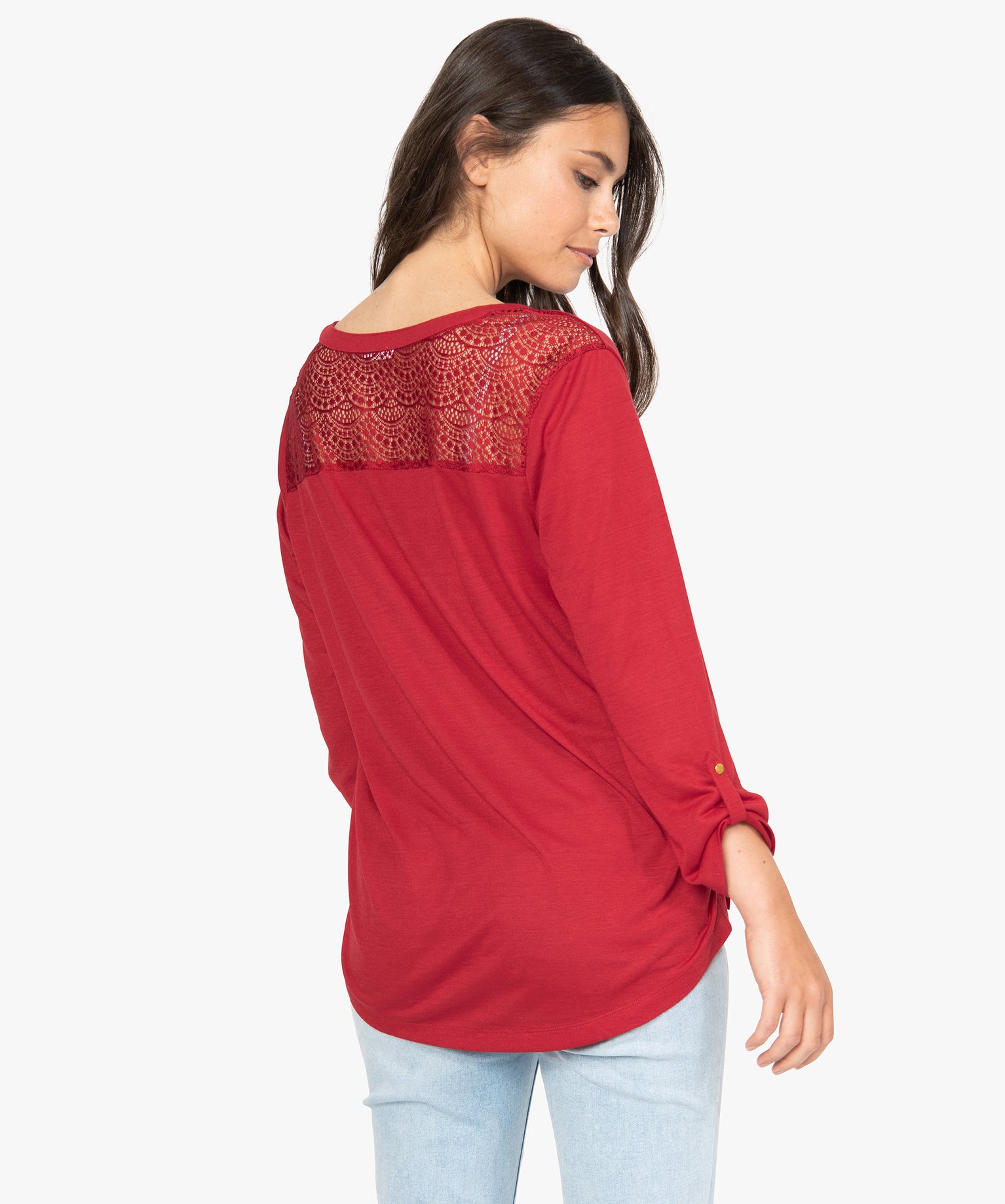 Tee shirt dentelle rouge on sale