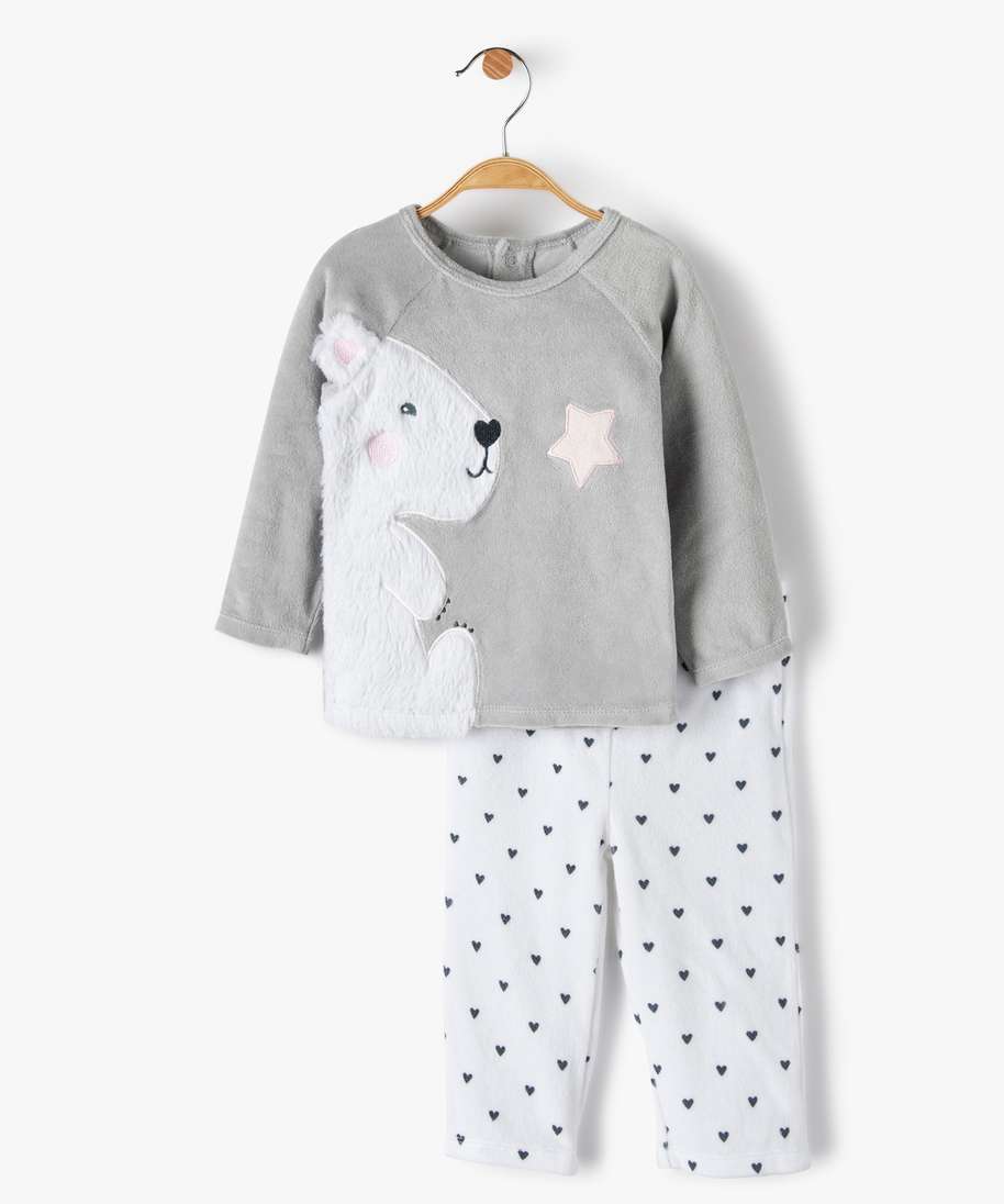 pyjama bebe filles 2 pieces avec motif ourson gris pyjamas 2 pieces bebe