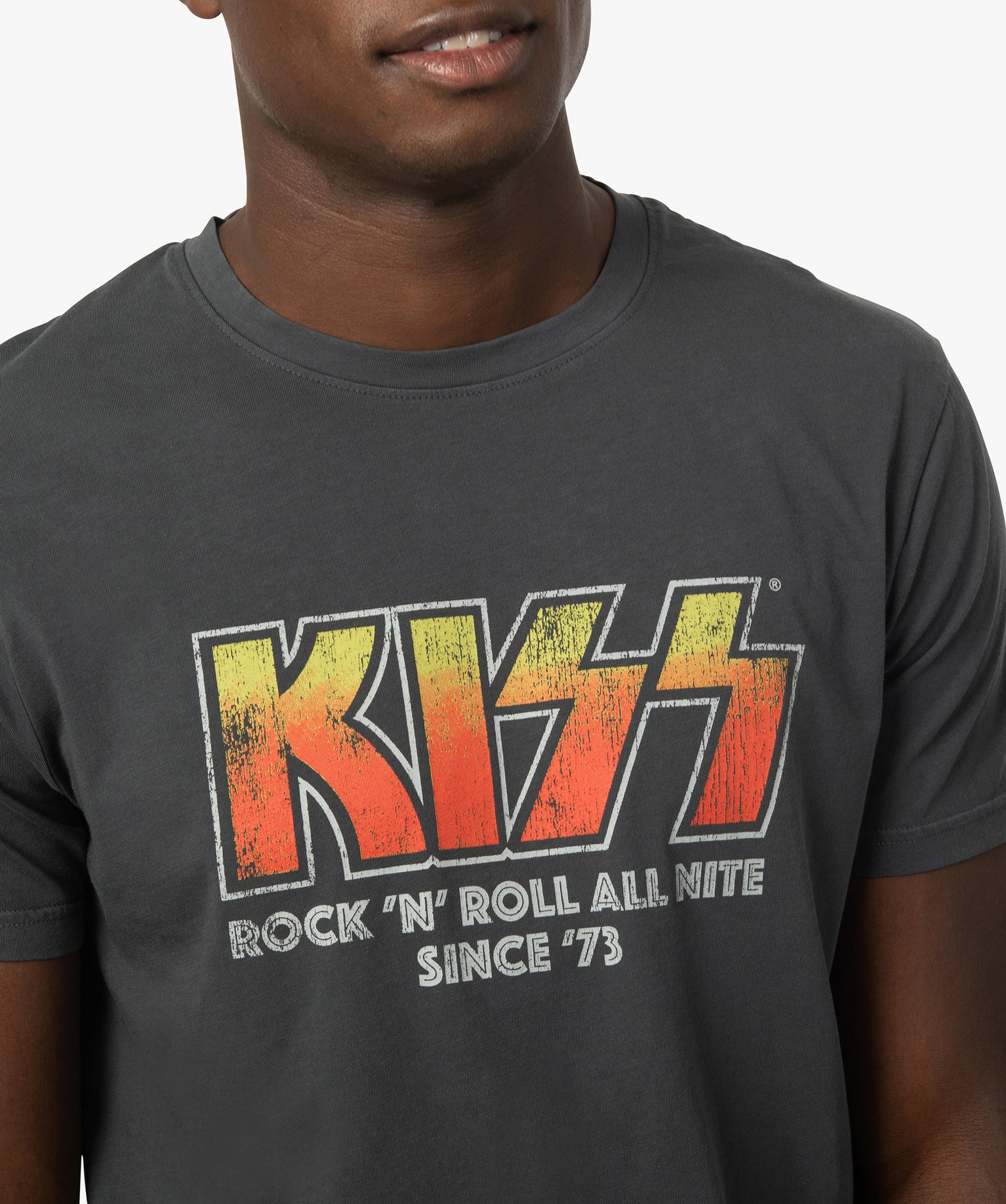 tee shirt homme avec inscription rock kiss gris tee shirts homme