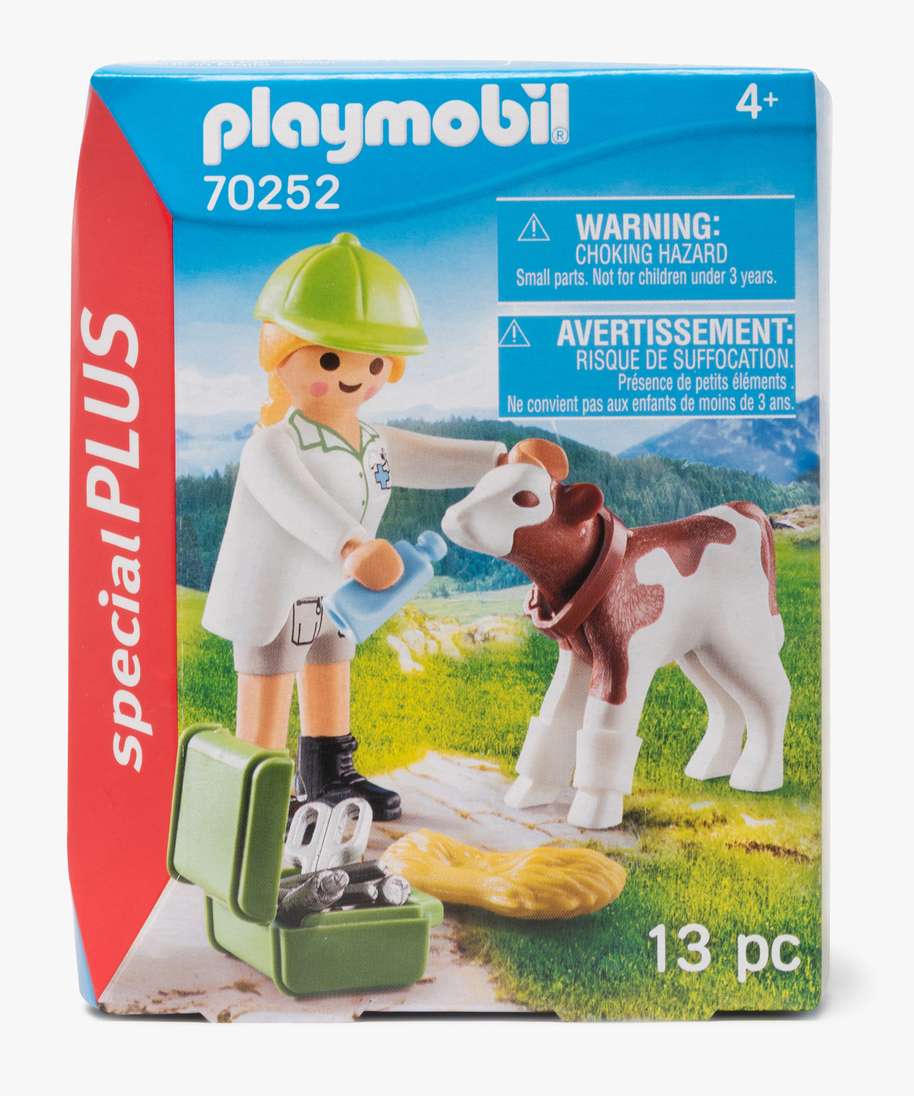 jouet enfant veterinaire et veau - playmobil (13 pieces) blanc autres  accessoires promos