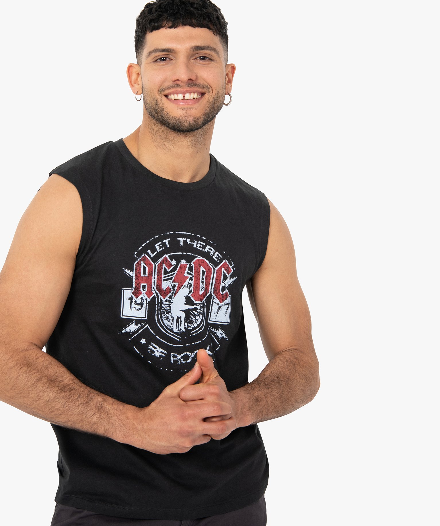 debardeur homme imprime acdc gris tee shirts homme G MO