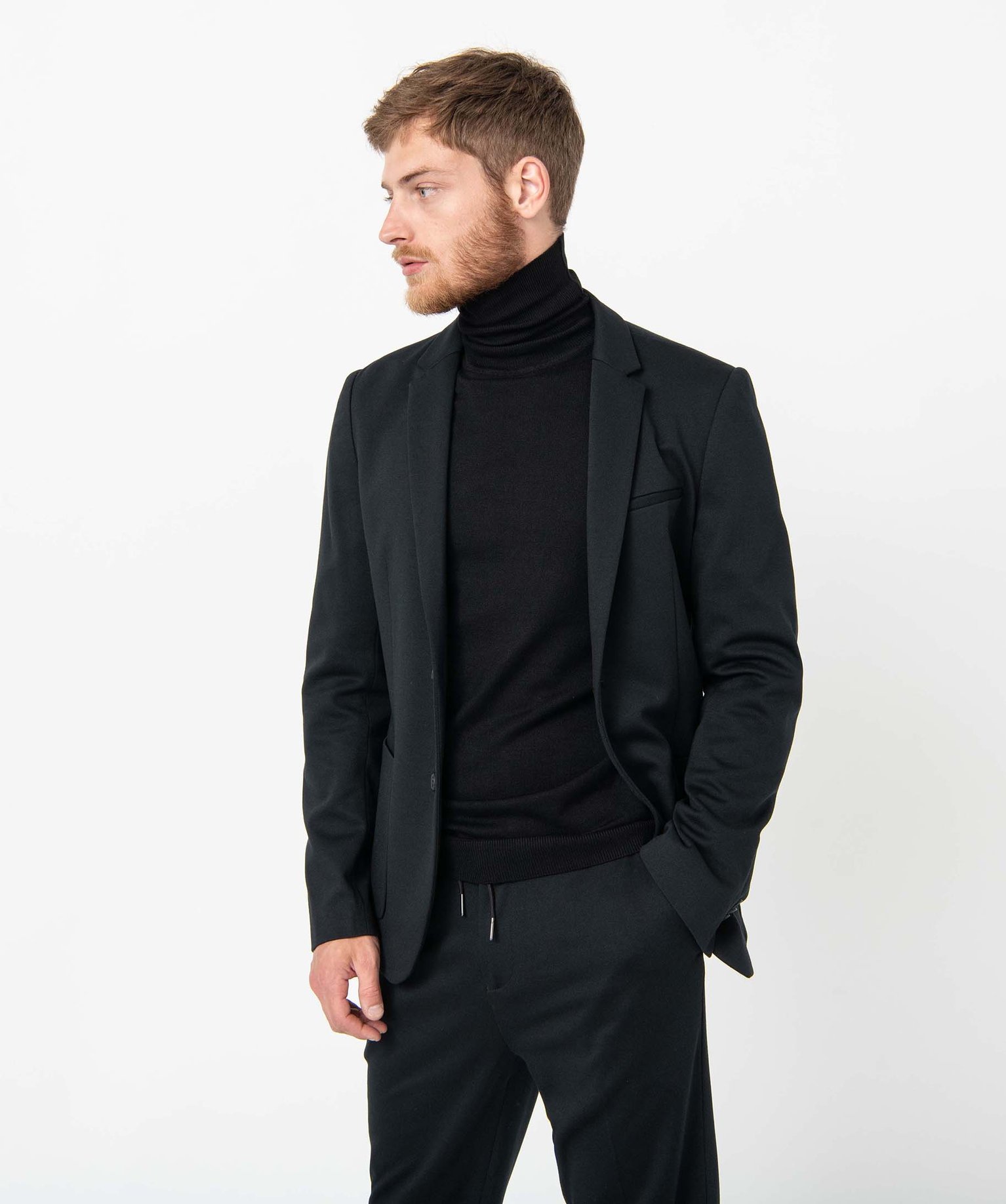 veste de costume homme en matiere stretch noir manteaux et blousons promos
