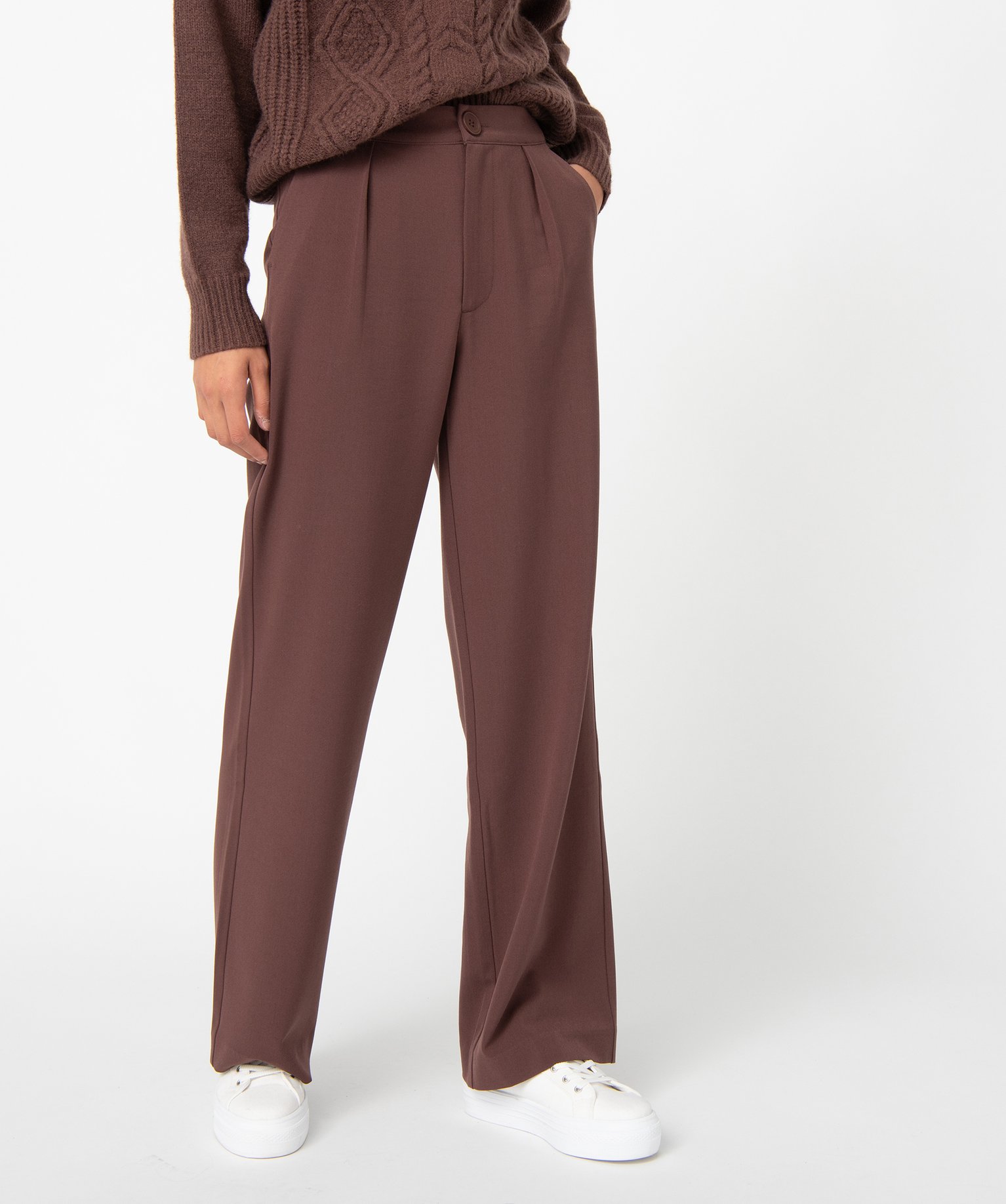 pantalon femme en toile coupe large brun pantalons femme