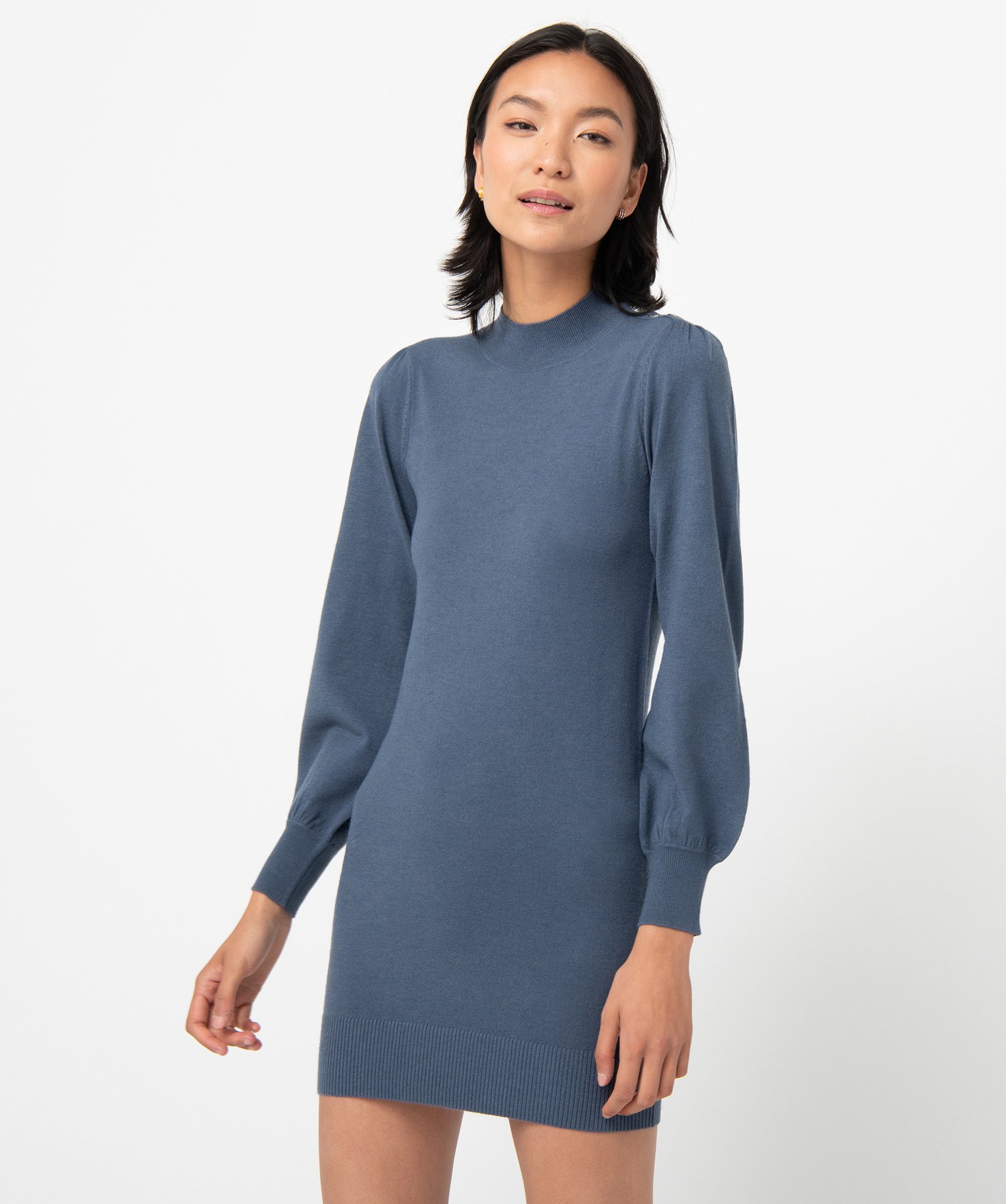 robe pull longue bleu gris