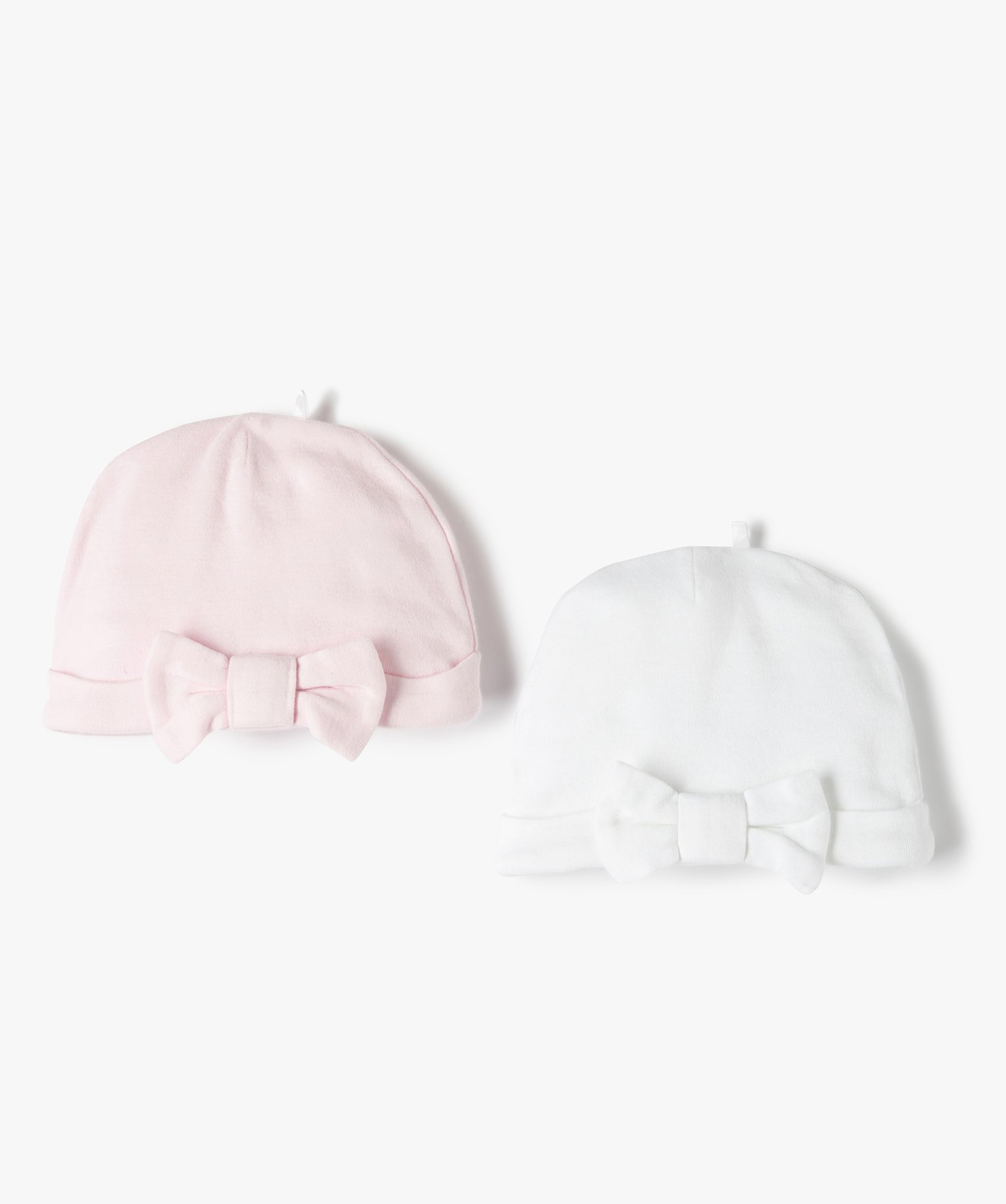 bonnets de naissance bebe fille en coton (lot de 2) blanc accessoires  promos