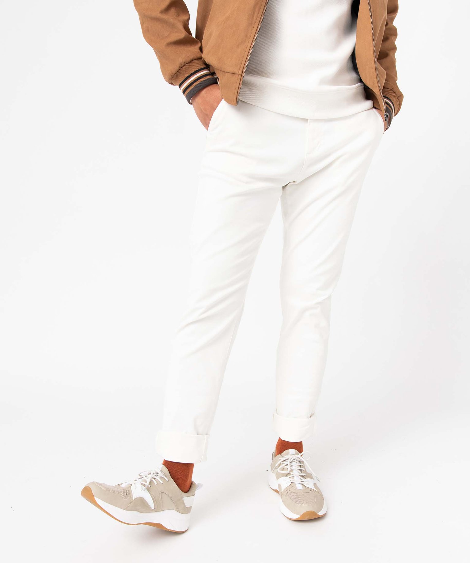 pantalon chino en coton stretch homme beige pantalons de costume homme