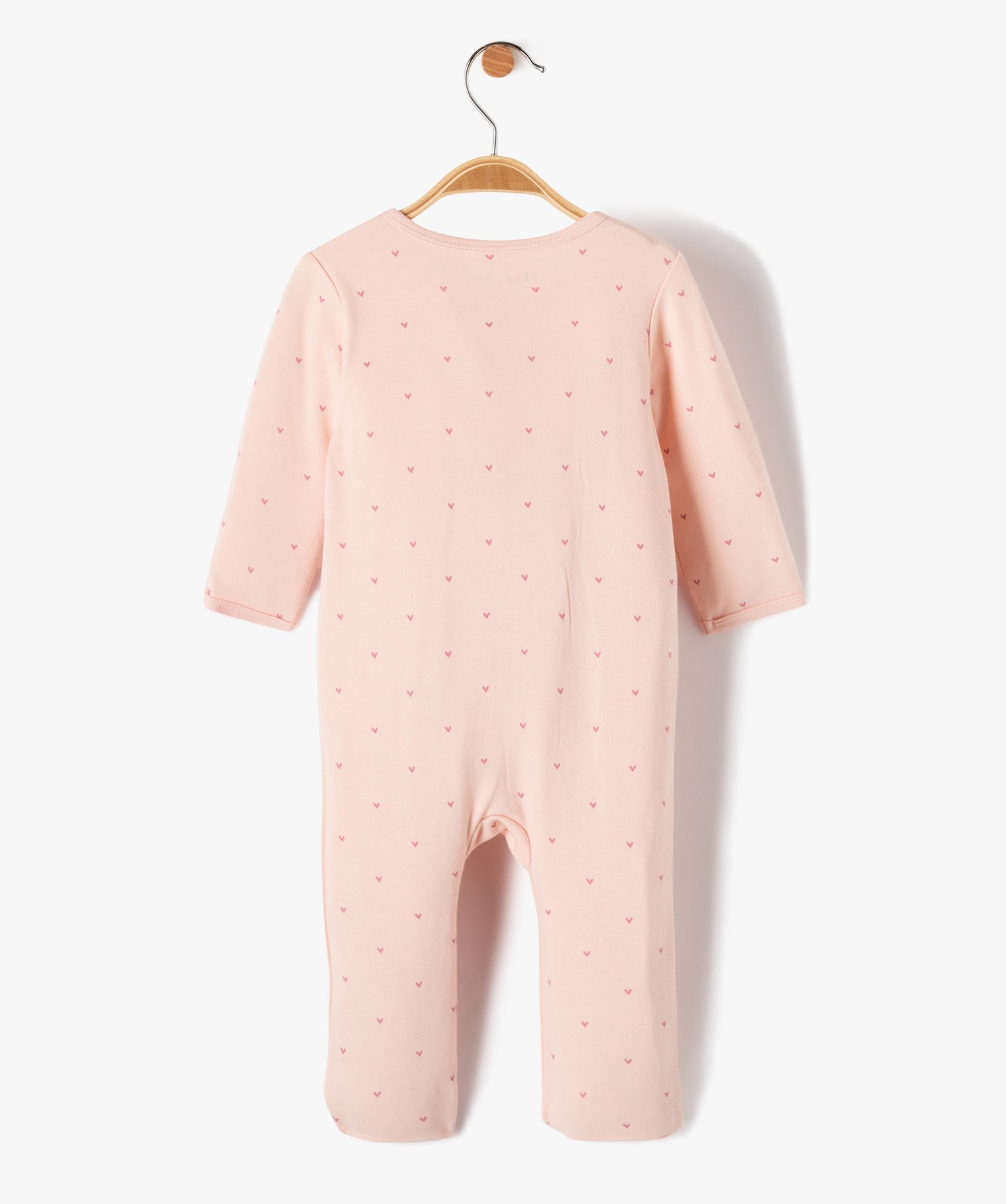 pyjama bebe dors bien a ouverture croise et imprime c urs rose pyjamas ouverture devant bebe GEMO