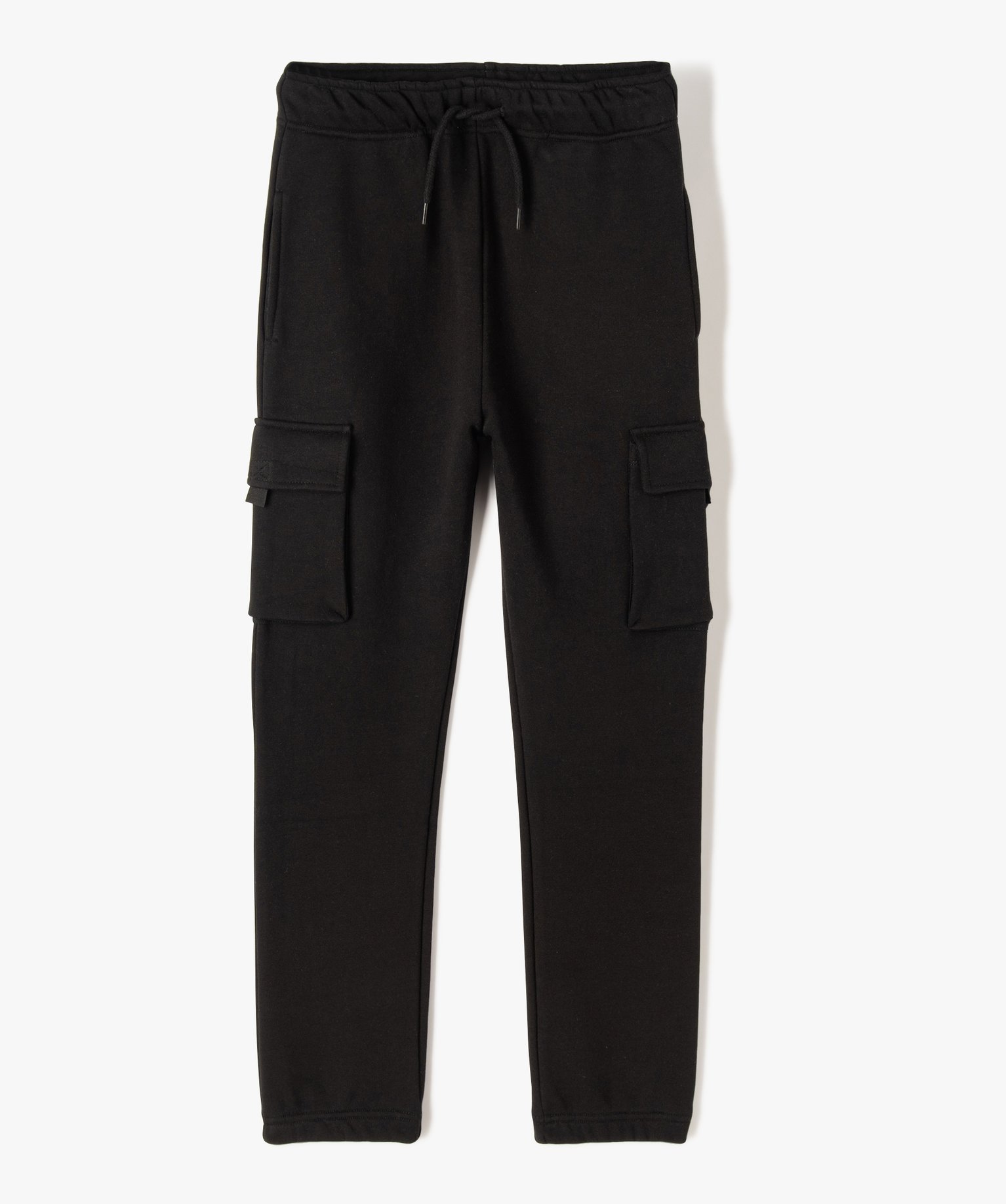 pantalon de sport garcon avec larges poches a rabat sur les cuisses noir pantalons