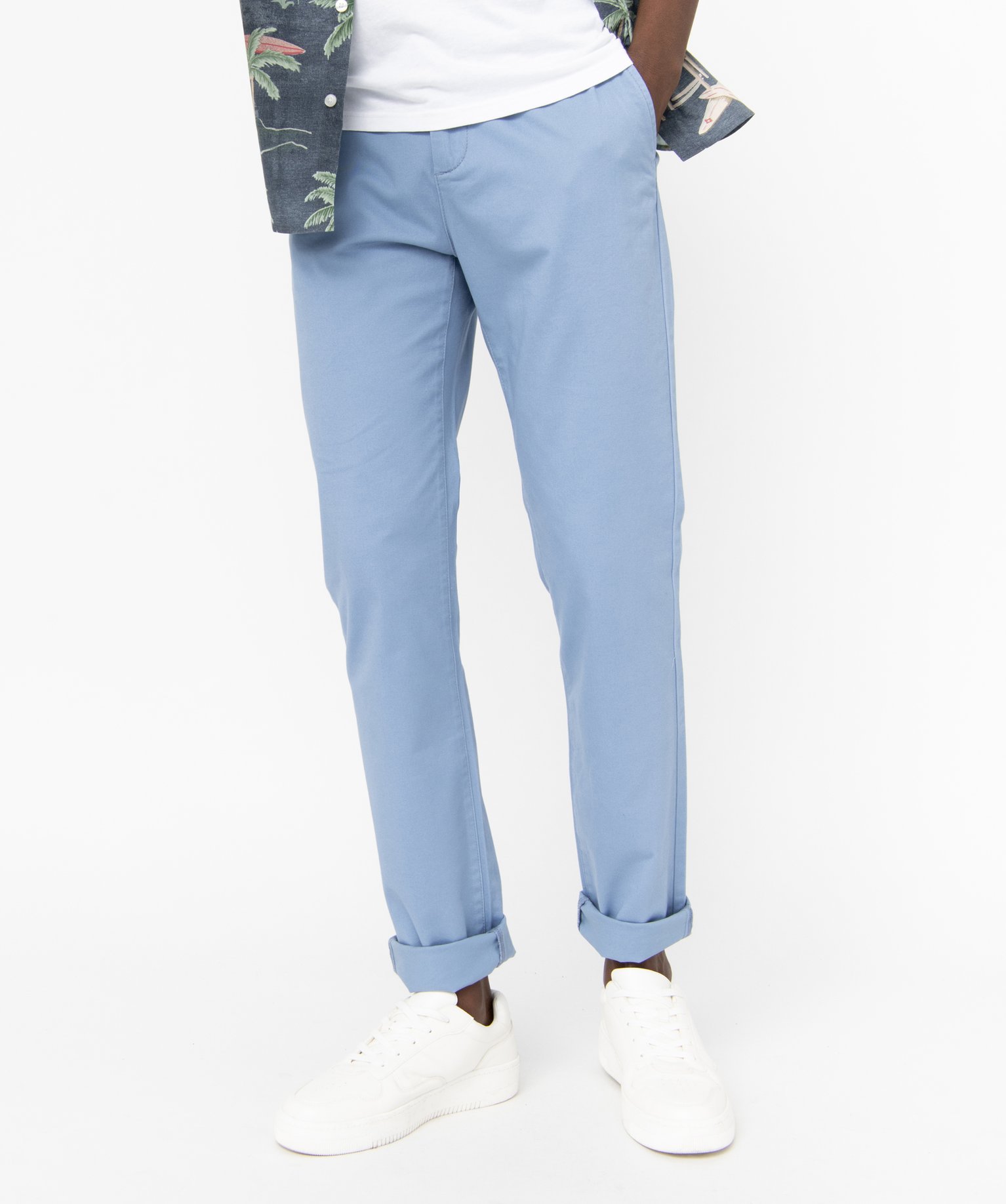 pantalon chino en coton stretch homme bleu homme