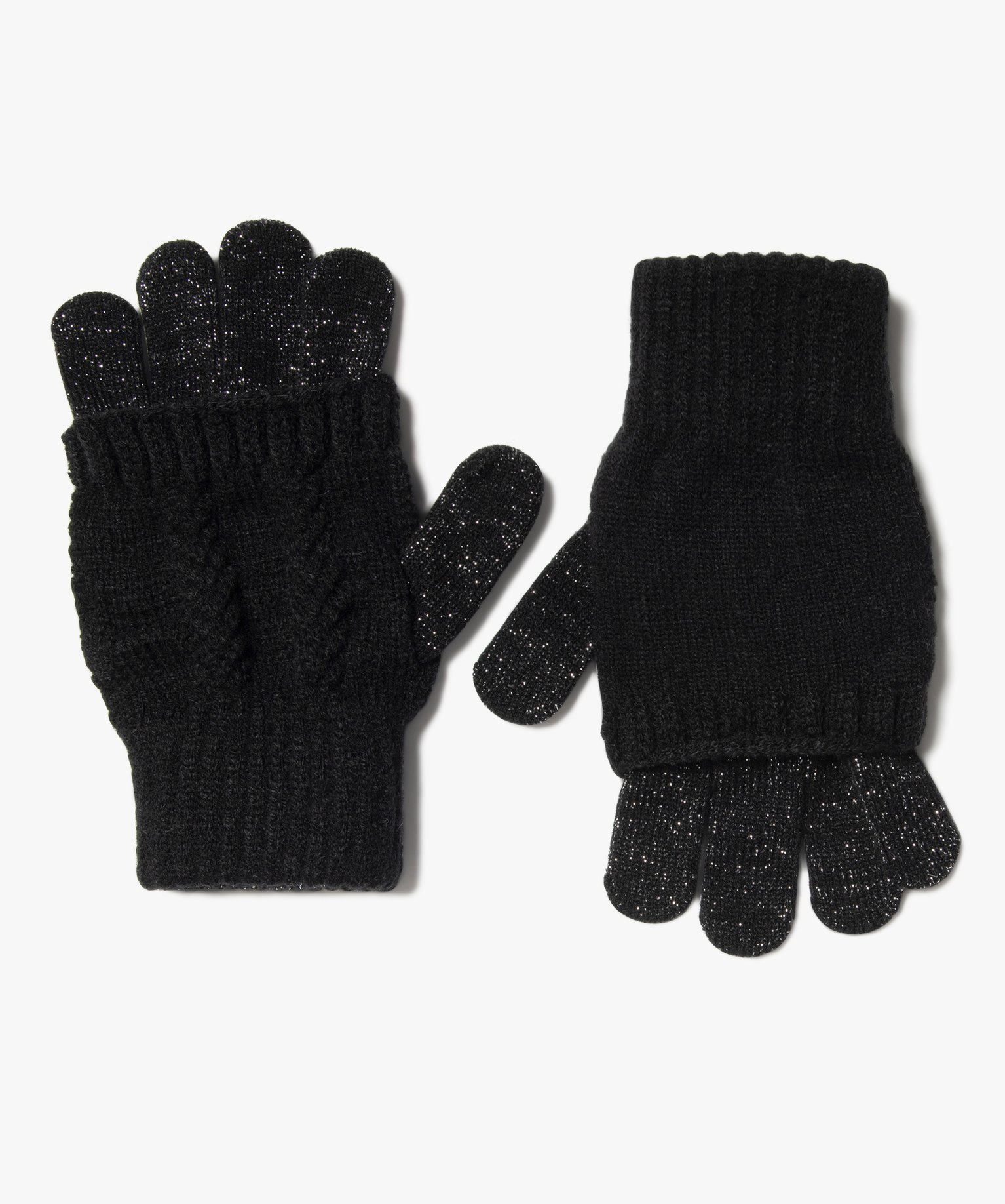 gants 2-en-1 avec mitaines fille noir fille
