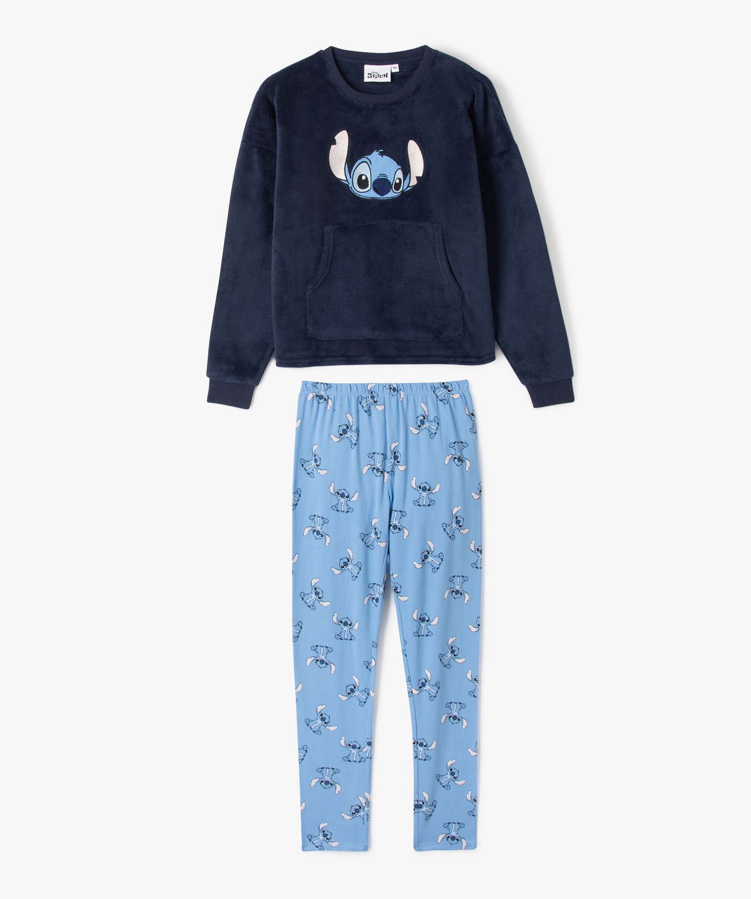 Ensemble pyjama pantalon Stitch coton bleu fille