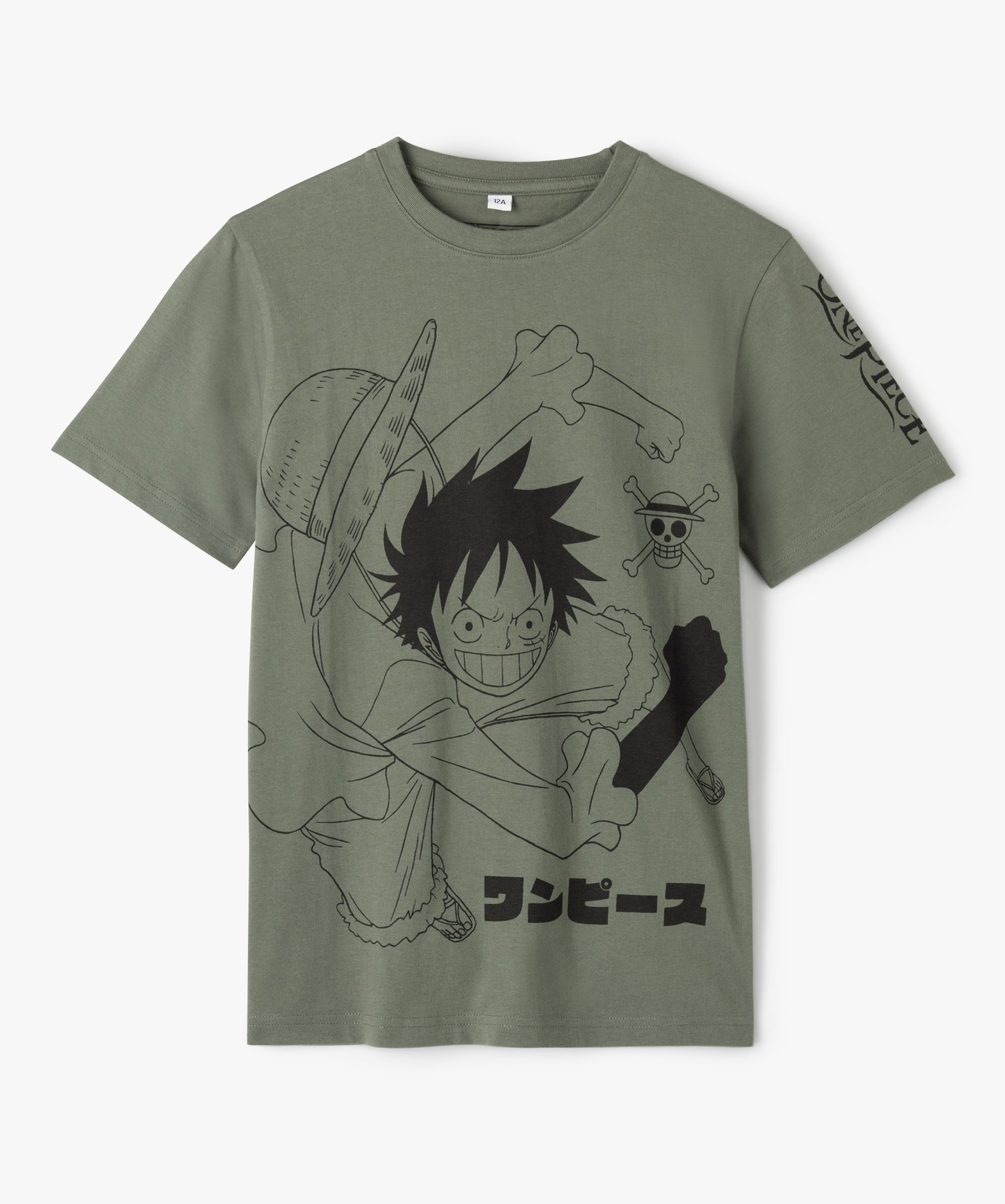 tee shirt a manches courtes a motifs manga garcon one piece vert