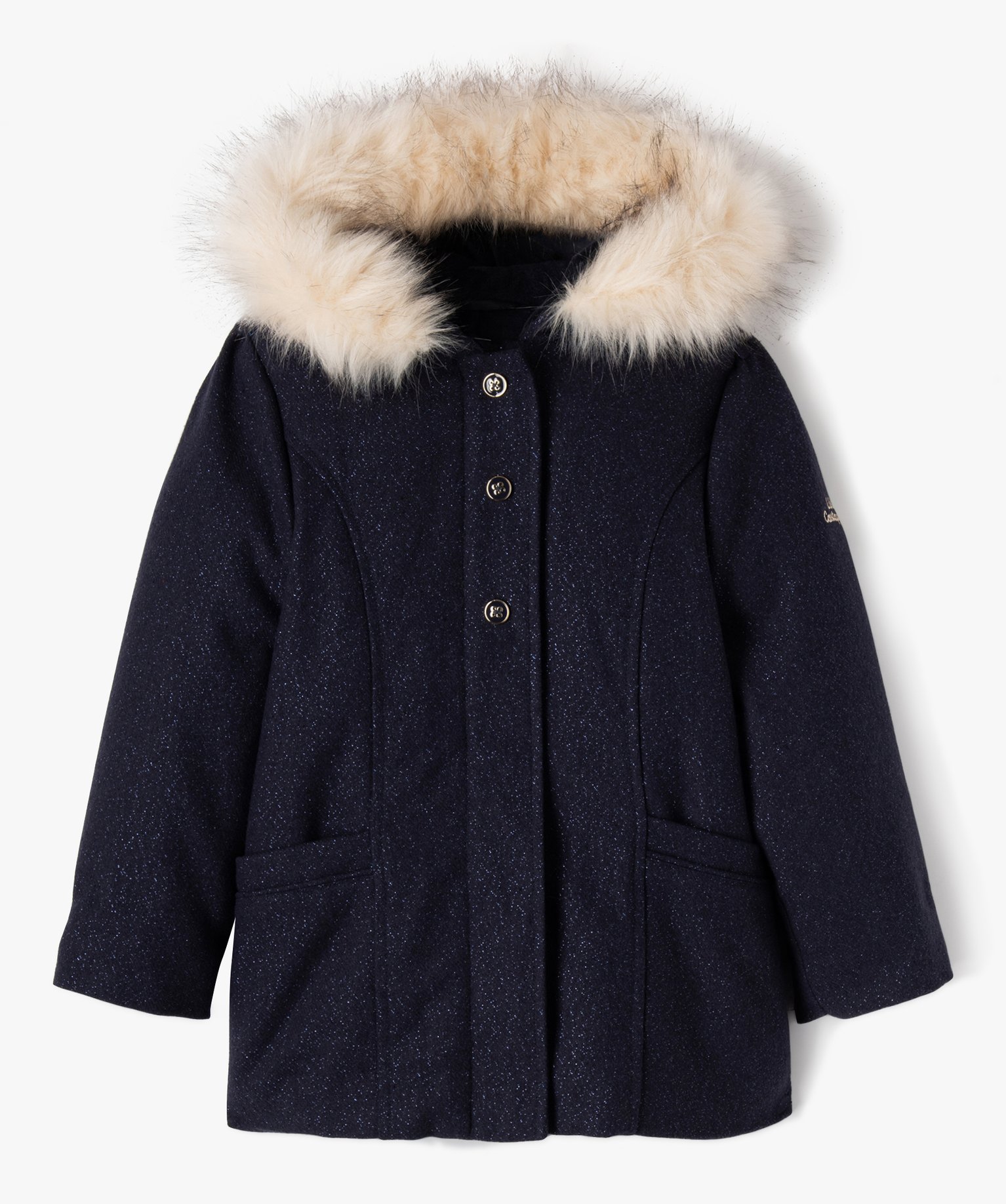 manteau paillete a capuche fille lulucastagnette bleu blousons