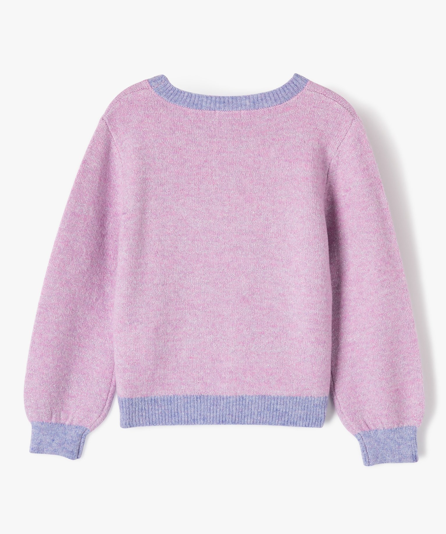 pull paillete avec sequins brodes et motifs fille rose pulls