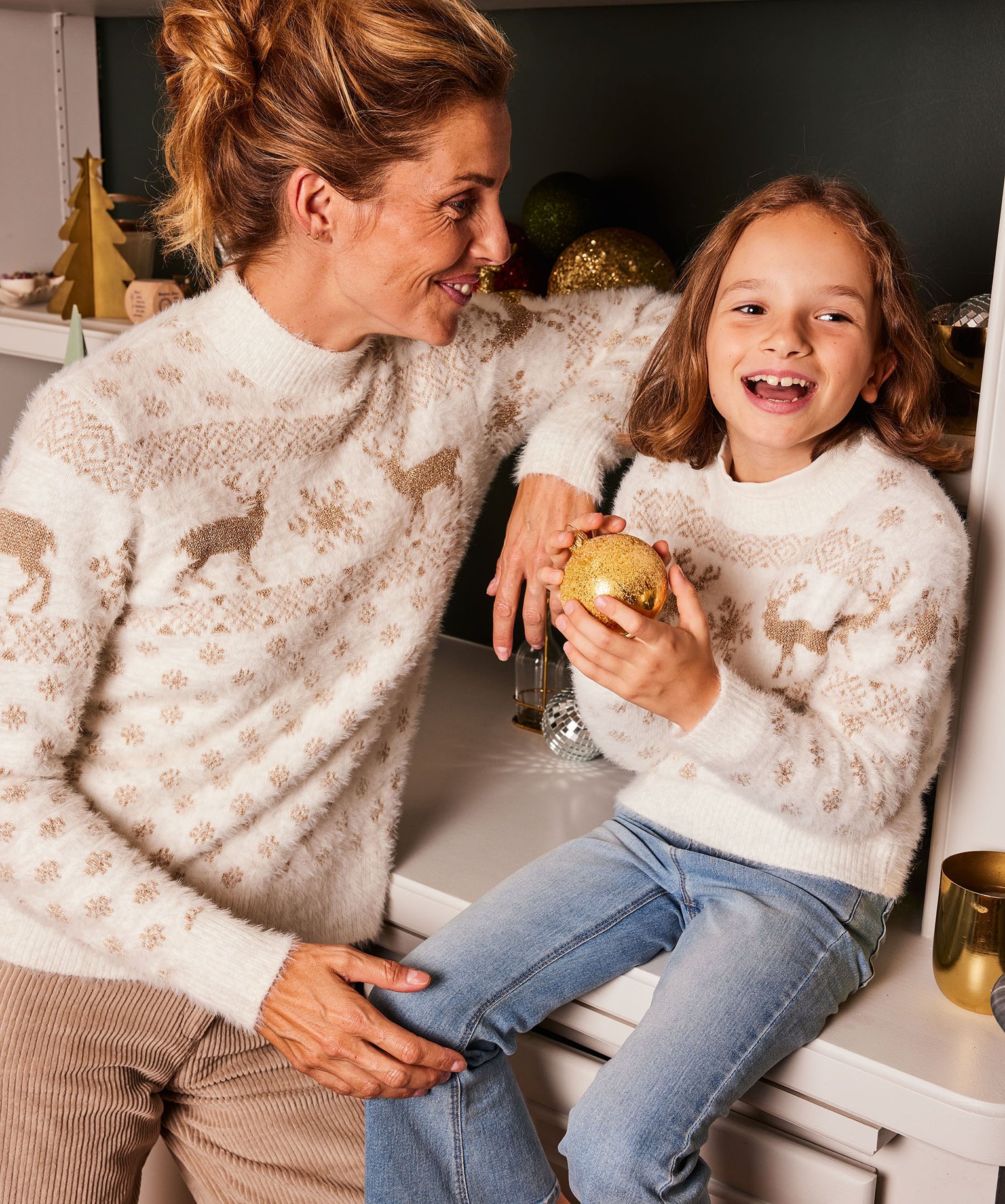 Pull de noel shops mere fille