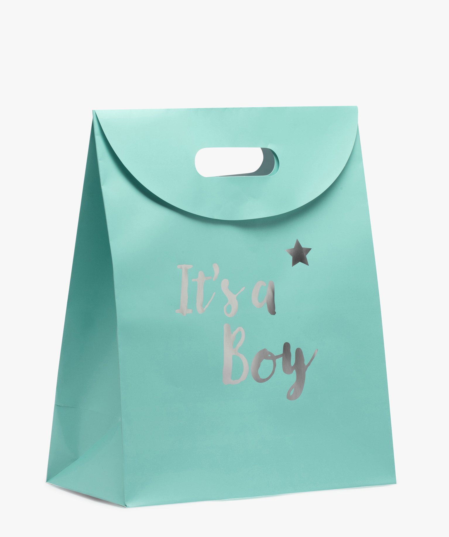 sac cadeau bebe garcon avec inscription scintillante bleu bebe