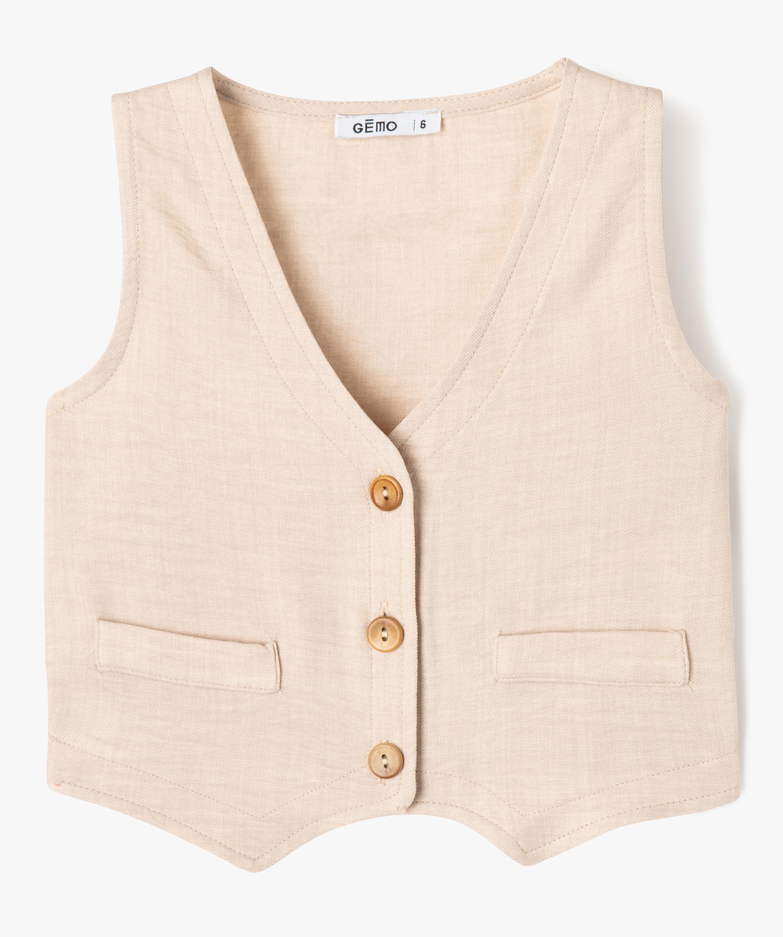 gilet de costume sans manches fille beige blousons et vestes fille GEMO