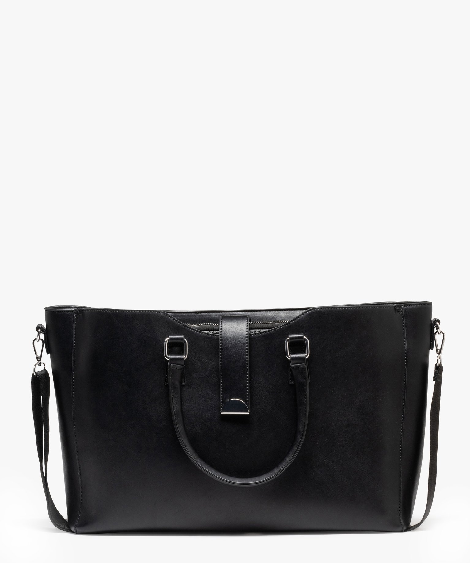 sac a main grand format avec bandouliere et poche ordinateur amovibles femme noir standard sacs a main femme GEMO